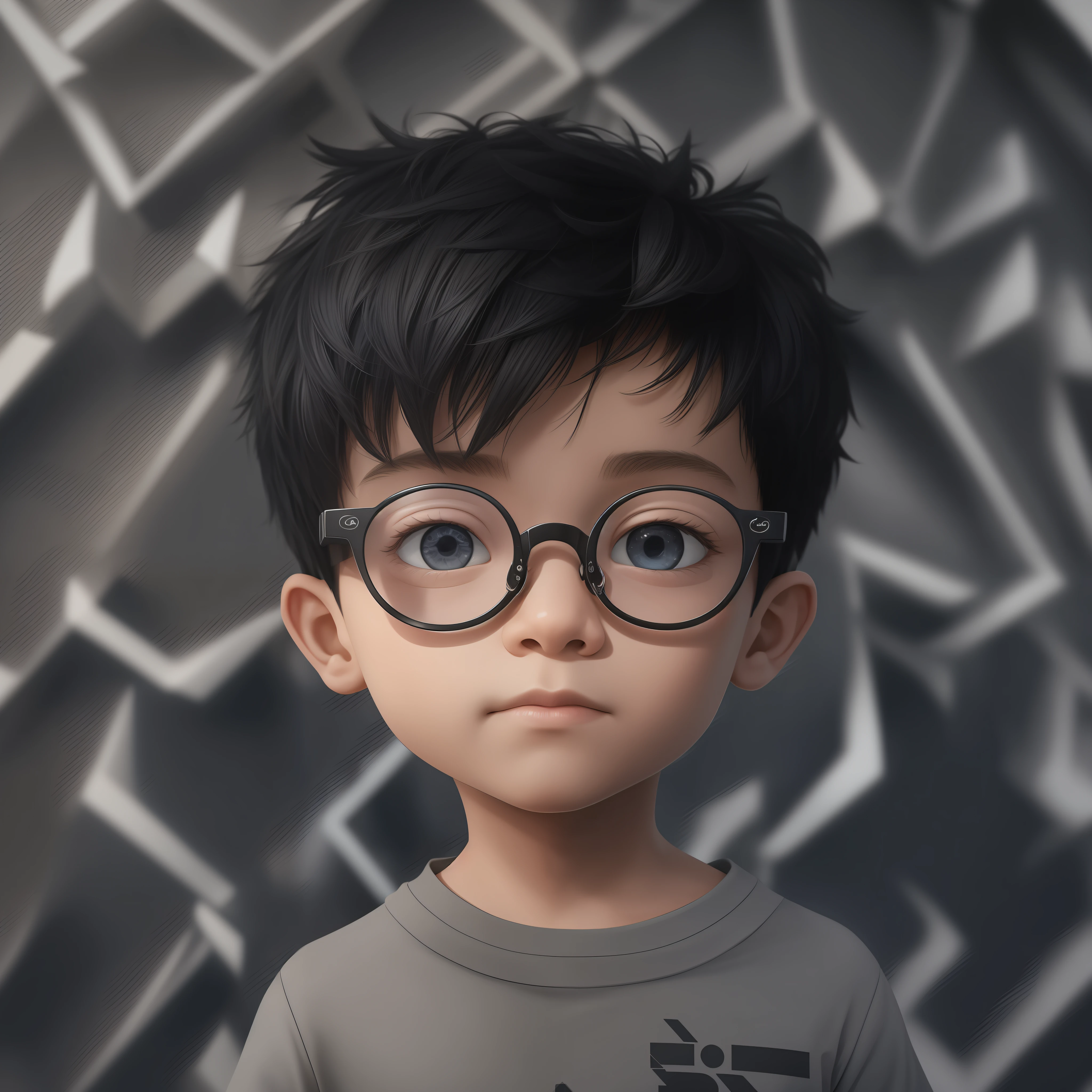 A boy with,Wear a T-shirt,Wear glasses,Black color hair,clean backdrop,(white backgrounid:1.4),(best qualtiy),(tmasterpiece:1.1),(Very detailed CG unity 8K wallpaper:1.1),(a color: 0.9),sharp and clear focus