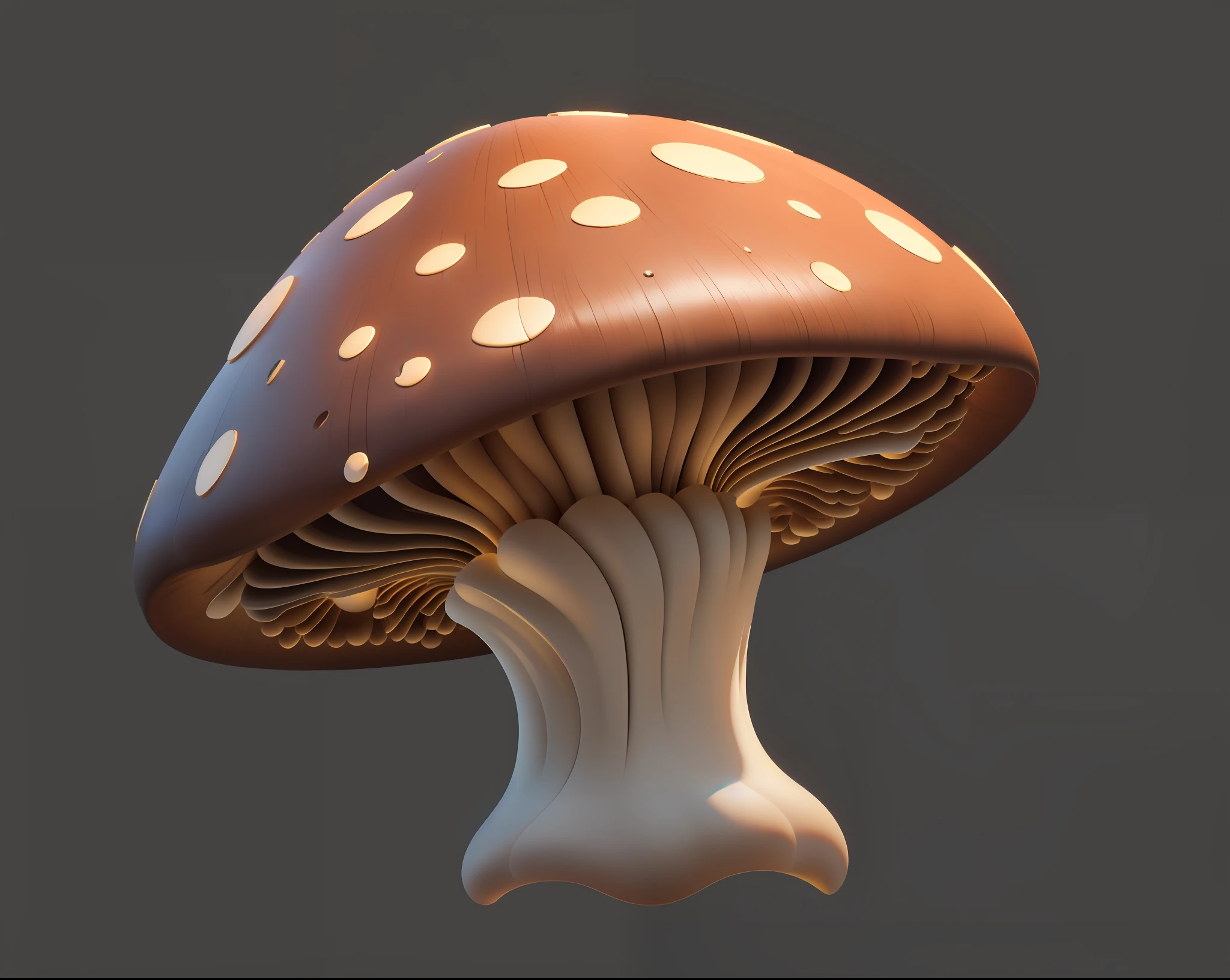 Close-up of mushrooms，There is a face on it, dark mushroom, mushroom, Stylized 3 D, 3 d render stylized, stylized 3d render, stylized as a 3d render, stylized pbr, nuclear mushroom, game assets, mushroom cap, toon render keyshot, Stylized game art, magic mushrooms, stylized character, cel shaded pbr
