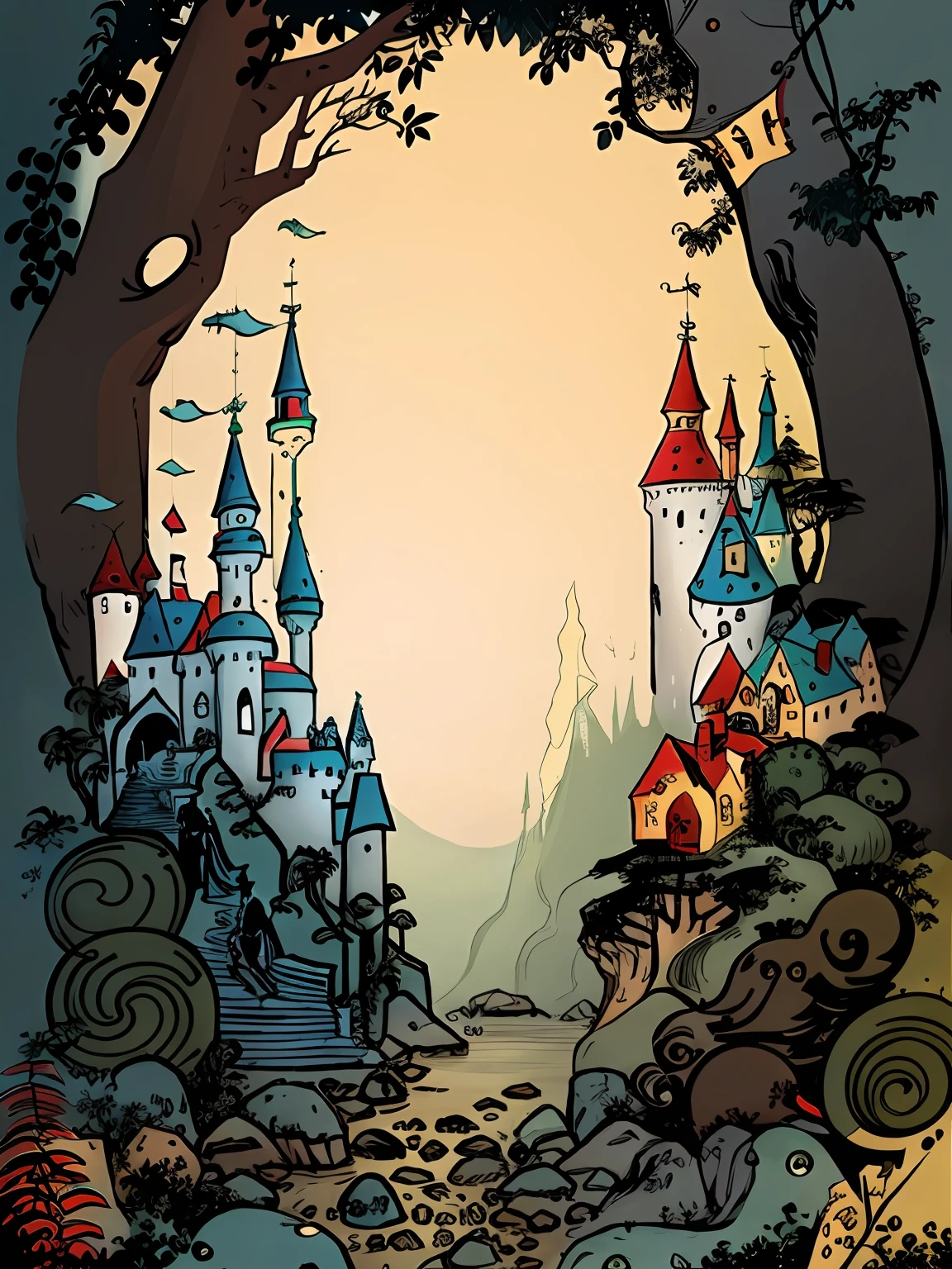 bonito, conto de fadas, night, vetor, storybook illustration art, hiper detalhes, Fairytale aesthetics, foco nítido, Denoise, 8k, estilo de arte de desenho bonito, Arte Digital