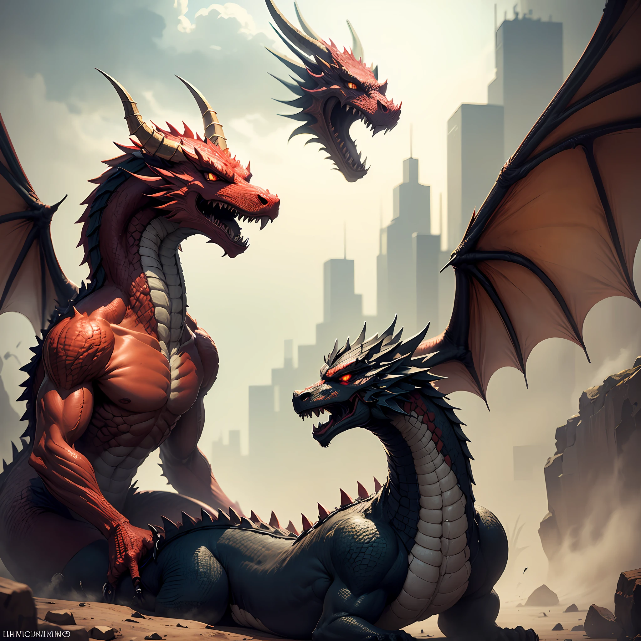 Strong red western dragon