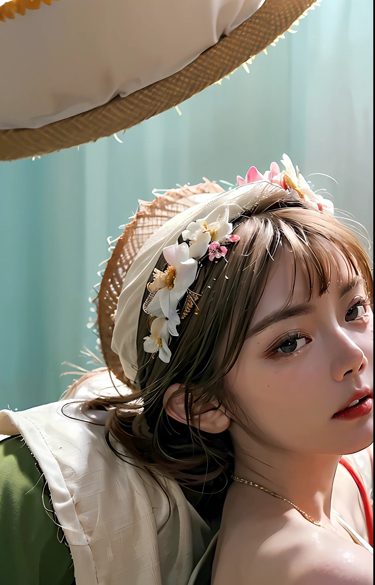 top-quality、masterpiece、超A high resolution、(Sunflower field background)、(Photorealsitic:1.4)、Raw photo、1girl in、Photo Shot、Top image quality、(extreme close - up:1.5)、(sface focus:2)、(Style of???? ???:1.5),
((Lateral face:2))、(1 soft_light:1.Girl Surrounded by 5)、(Back lighting:1.8)、(illuminating)、(Flowing cloth:1.3)、((Floral_Summer_Dress:1.5)、(Big straw hat)、
(masterpiece), realisitic, nffsw, high-detail, 8K, Raw photo,
Ambient Occlusion、Natural and harmonious composition、fine-art photography、