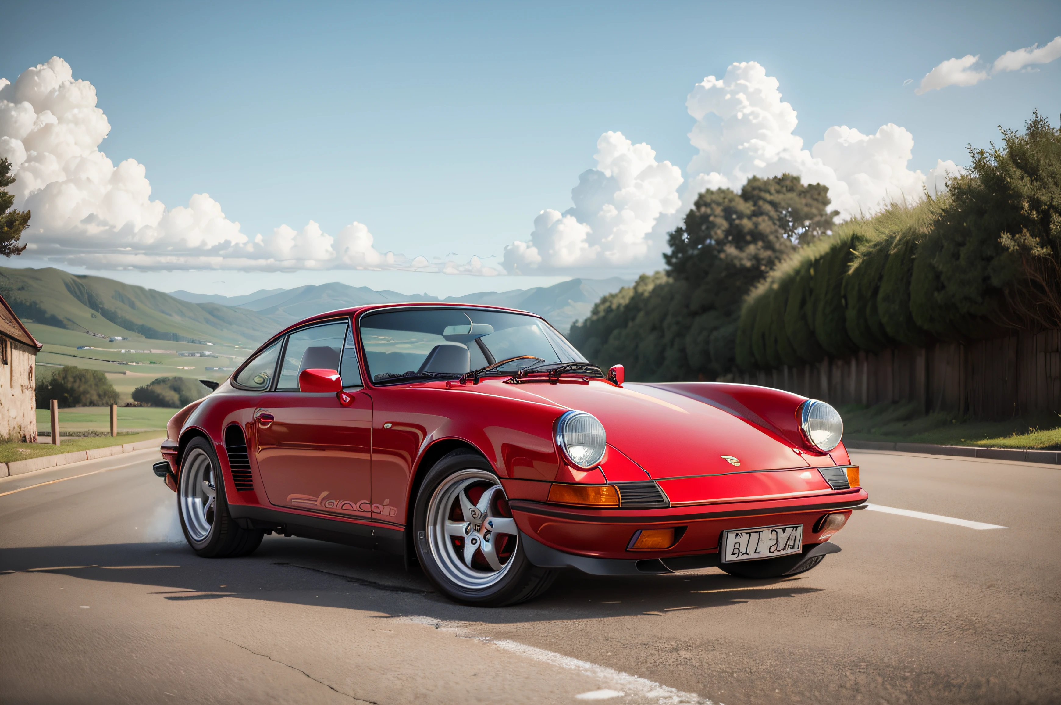 "A stunning red Porsche 914 gracing the scene with its beauty and elegance.em uma moldura de madeira --auto
