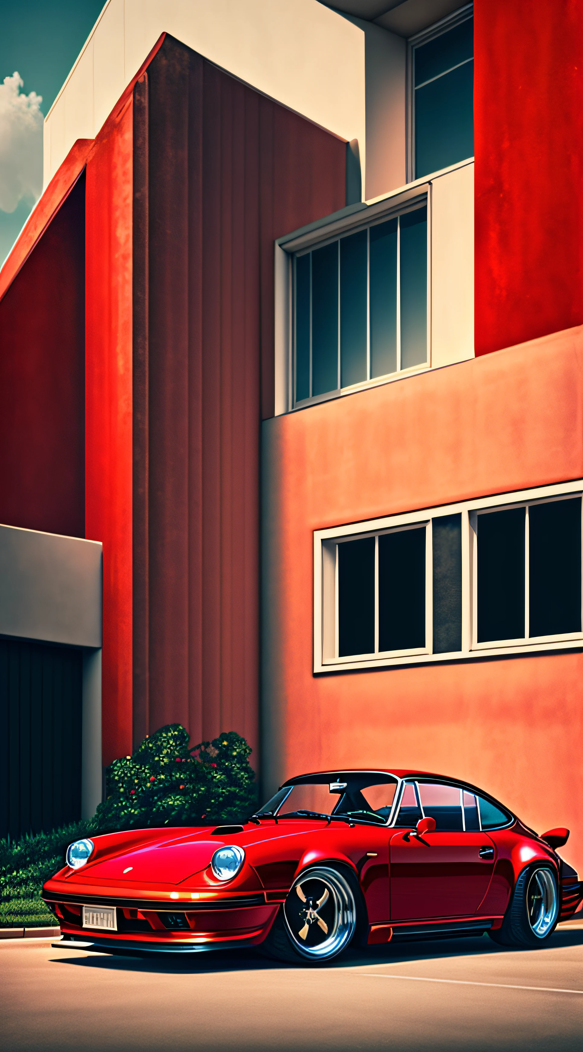 "A stunning red Porsche 914 gracing the scene with its beauty and elegance." --auto