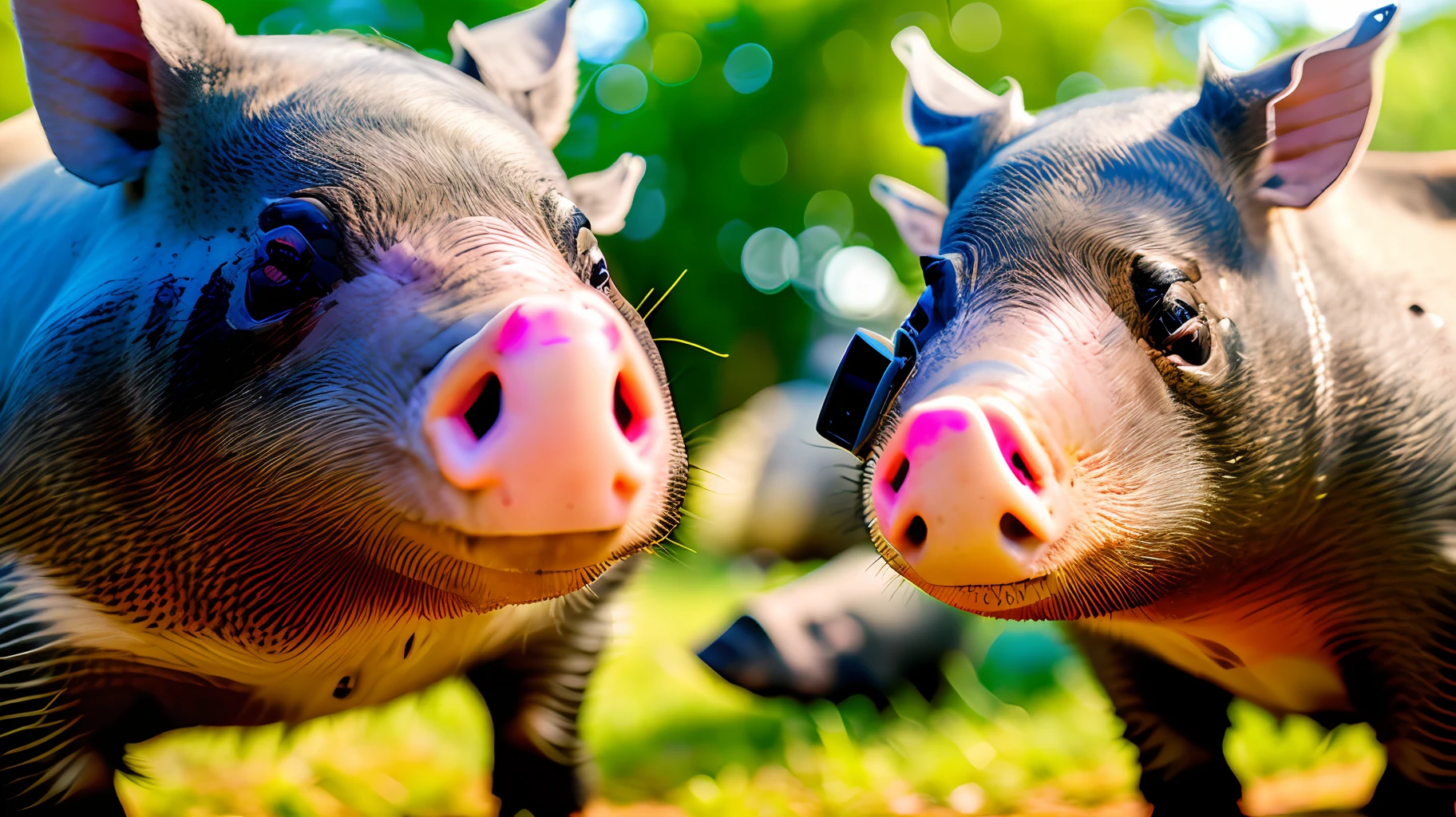 ((Closeup)) Pov (bodycam filmagem) de (((porco animal))) porco sorrindo