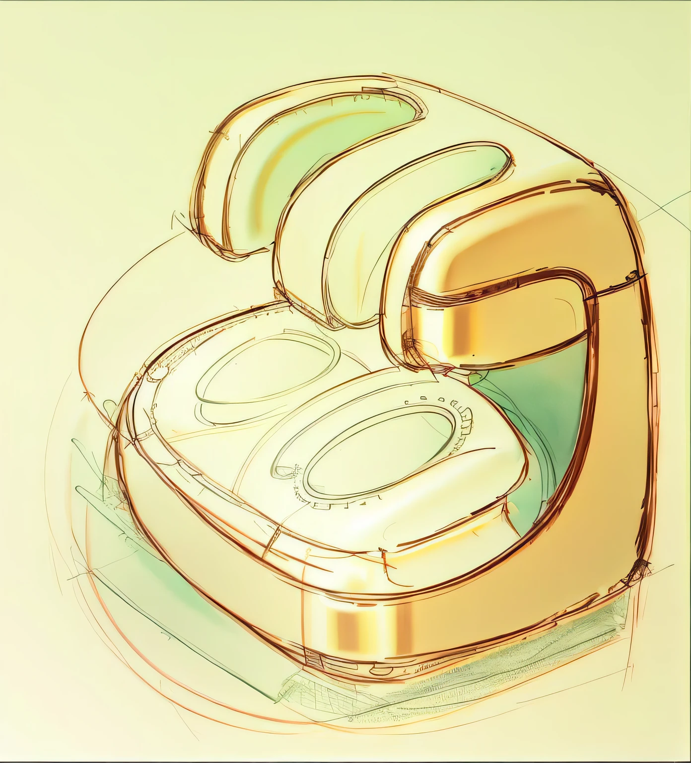 Sketch of the concept design of the massage chair of the future，Made of leather，Product design concept and technical sketch of inflatable future shoes。