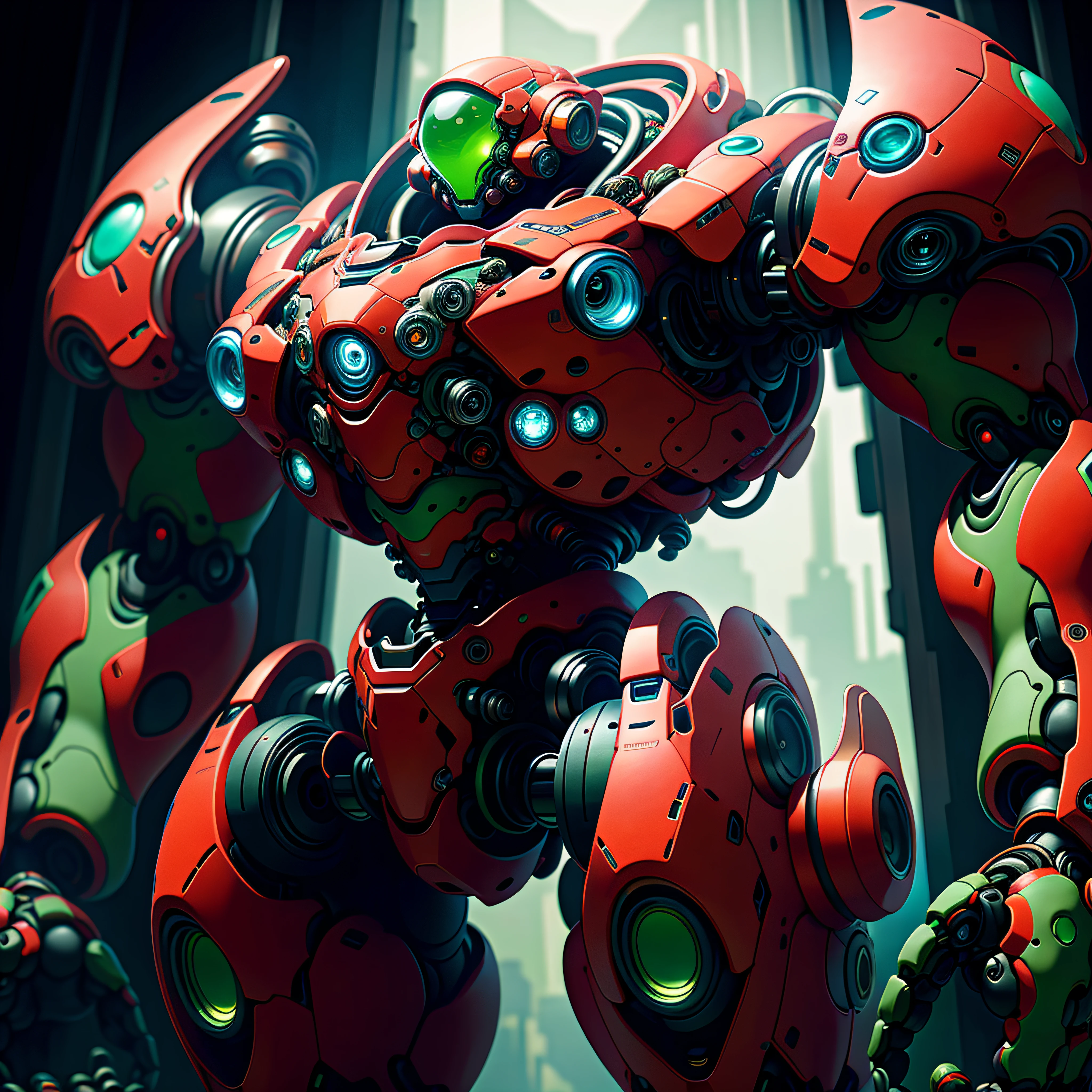 "Robots wearing spacesuits, exploring the mysterious forest, captured with a macro lens, adding a touch of blur for an artistic effect, shot in a studio setting. Focus on the intricate details of the robots and their futuristic design. Enhance the visual quality with RTX graphics. Incorporate the colorful and vibrant aesthetics inspired by lora's artwork, specifically the concept of 'FINAL Robort' with a weight of 1, and experiment with the nijiMecha style at a weight of 0.7."