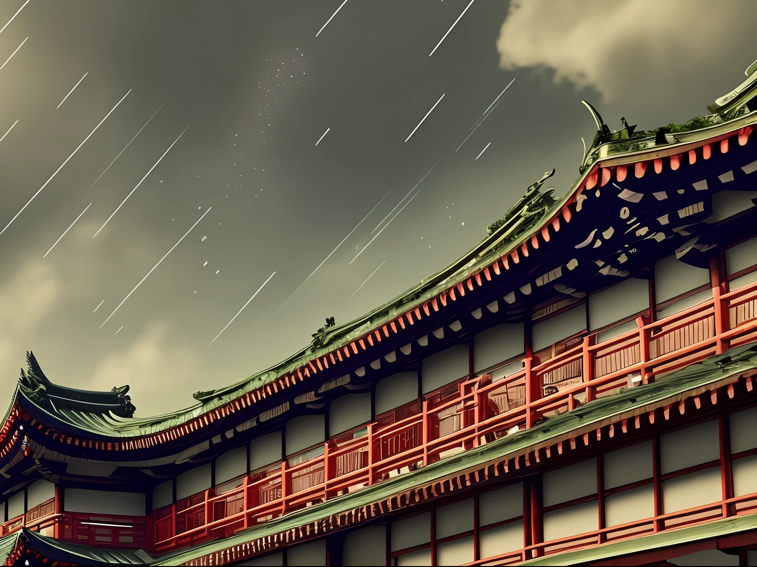 vista FRONTAL templo japones, Dream Picture, ADORNADA CON SIMBOLOS MAGICOS EN EL FRENTE fenghui, amazing wallpaper, foto hiperrealista de pagoda, edificio antiguo, por Raymond Han, DIA DE SOL , castillo antiguo chino cyberpunk, edificio bellamente iluminado, during the day, Beautiful and Aesthetic, Cinematographer, kinematics, 8k, alto detalle ((Heavy rain))) --auto