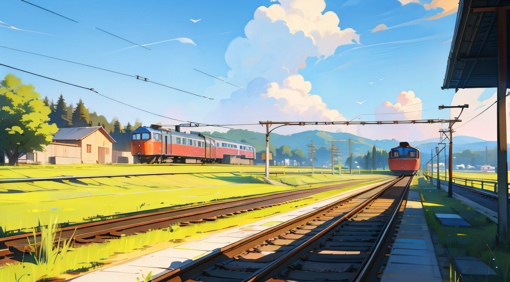 idyllic,Scenery,Wagas，trains，train track --auto