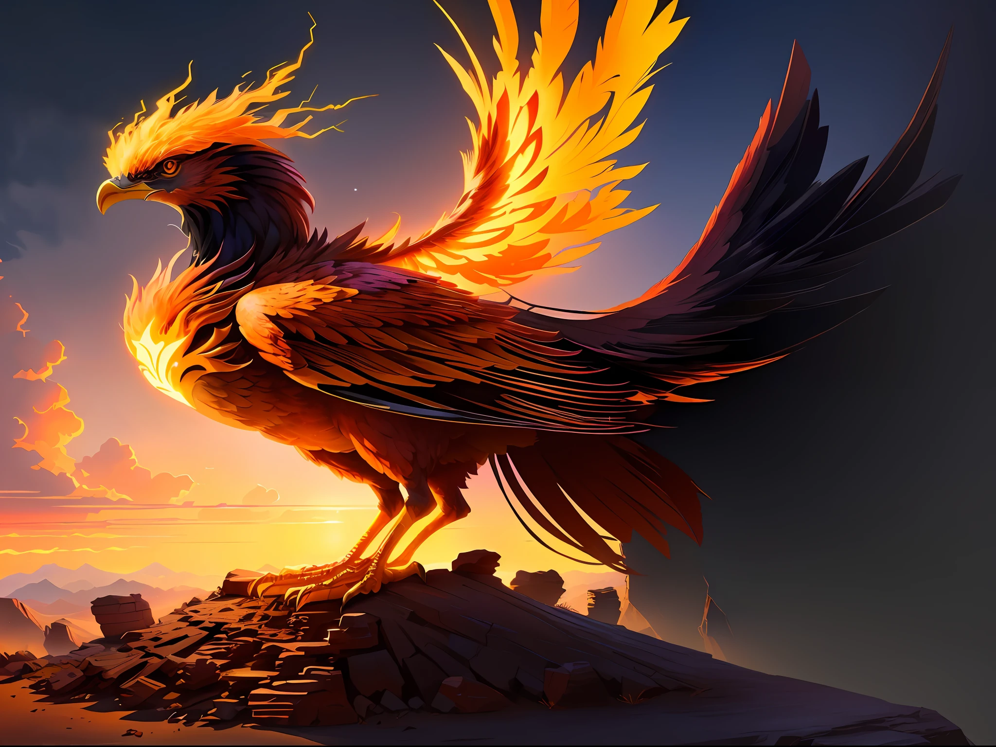 Sunset rock bird, artwork of a phoenix, Phoenix wallpaper, Phoenix rest wallpaper, Ashes rise phoenixes, Flame Phoenix, phoenix rising, the solarpunk phoenix, phoenix dragon, Fiery bird, Phoenix, phoenix-inspired, the phoenix, phoenix warrior, marco the phoenix