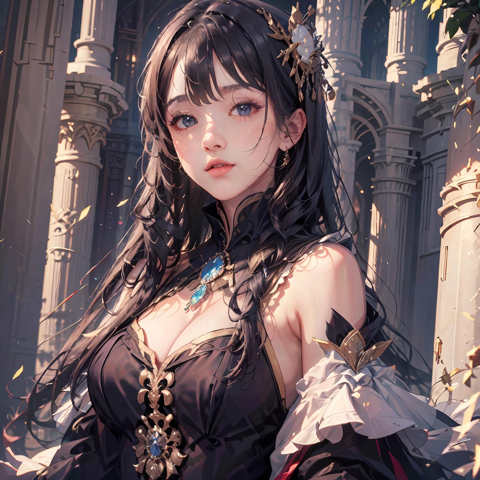 1girll,best qualtiy，8K，Royal Sister，Raised sexy，s the perfect face，Storytelling images，
