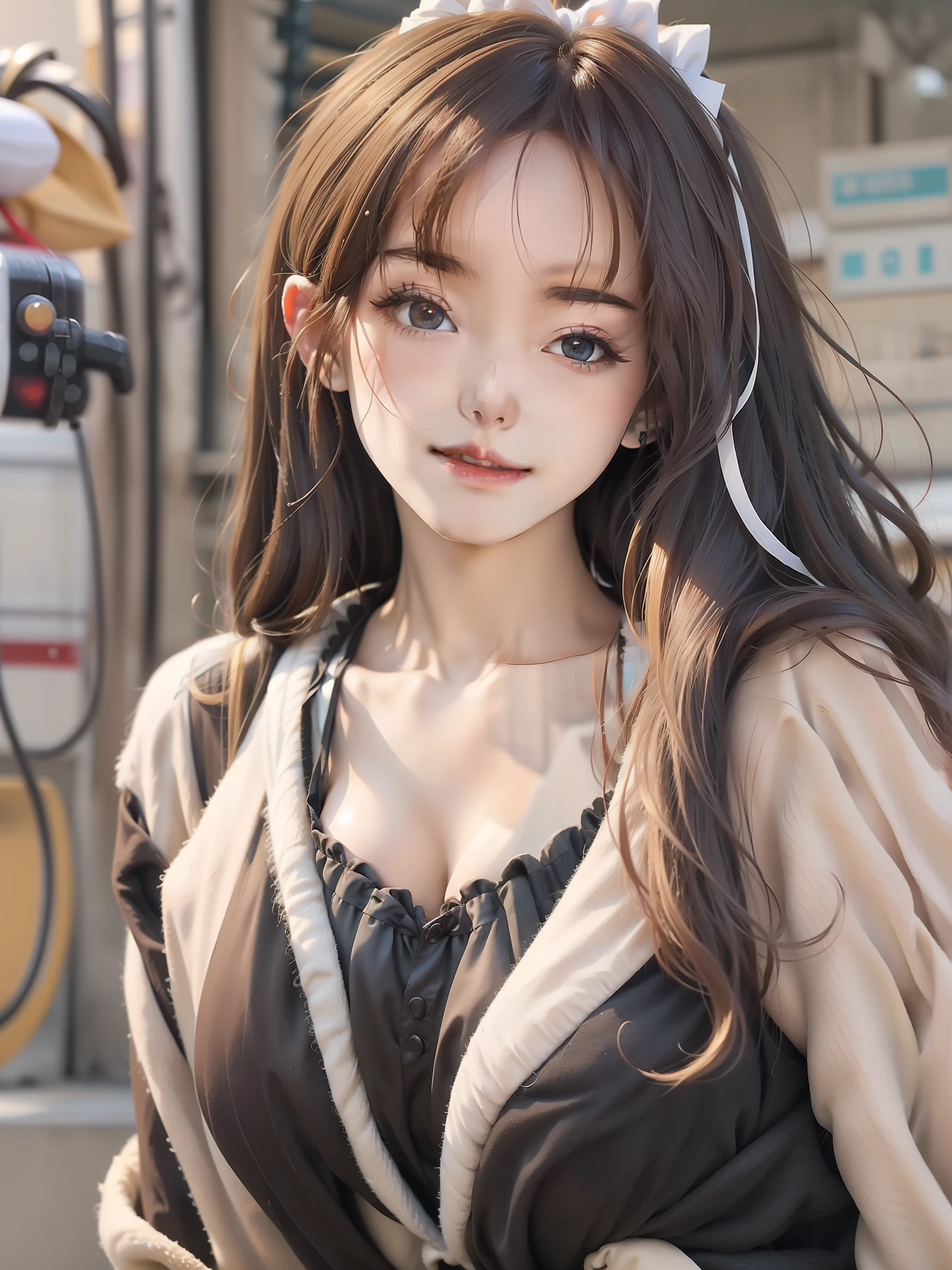 silber hair、whaite hair、Yoke hair、long whitr hair、Messy hair、damp hair、ribbons、Bell、Bell、Blindfolded eyes、heart - shaped pupils、Full face flushed,anime big breast,style of anime,16k,High resolution breasts,cleavage