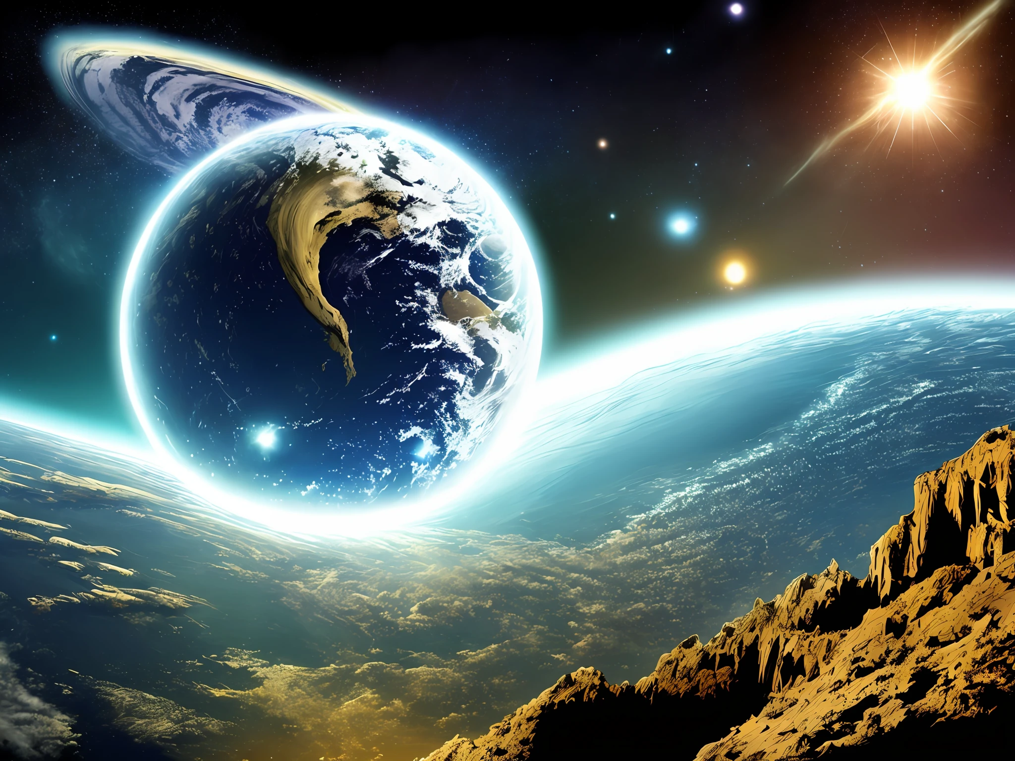 cliff　nigh sky　kosmos　planetes