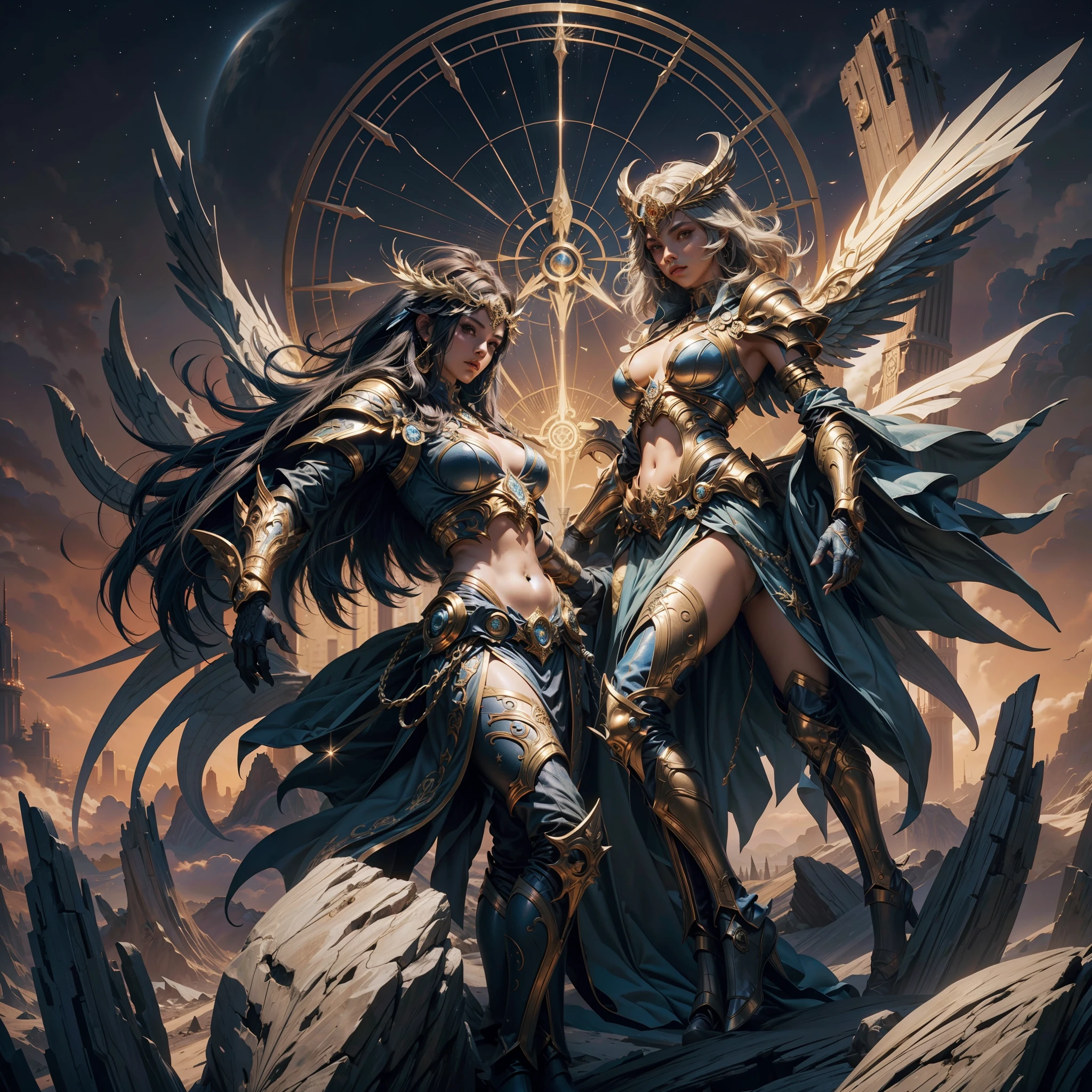Magic Aries astrolabe, teens girl, armour, huge tit, full bodyesbian, tmasterpiece, ultraclear, meticuloso, ccurate, anatomically correct, textured skin, super detail, high details, high quality, best quality, 4K, highres