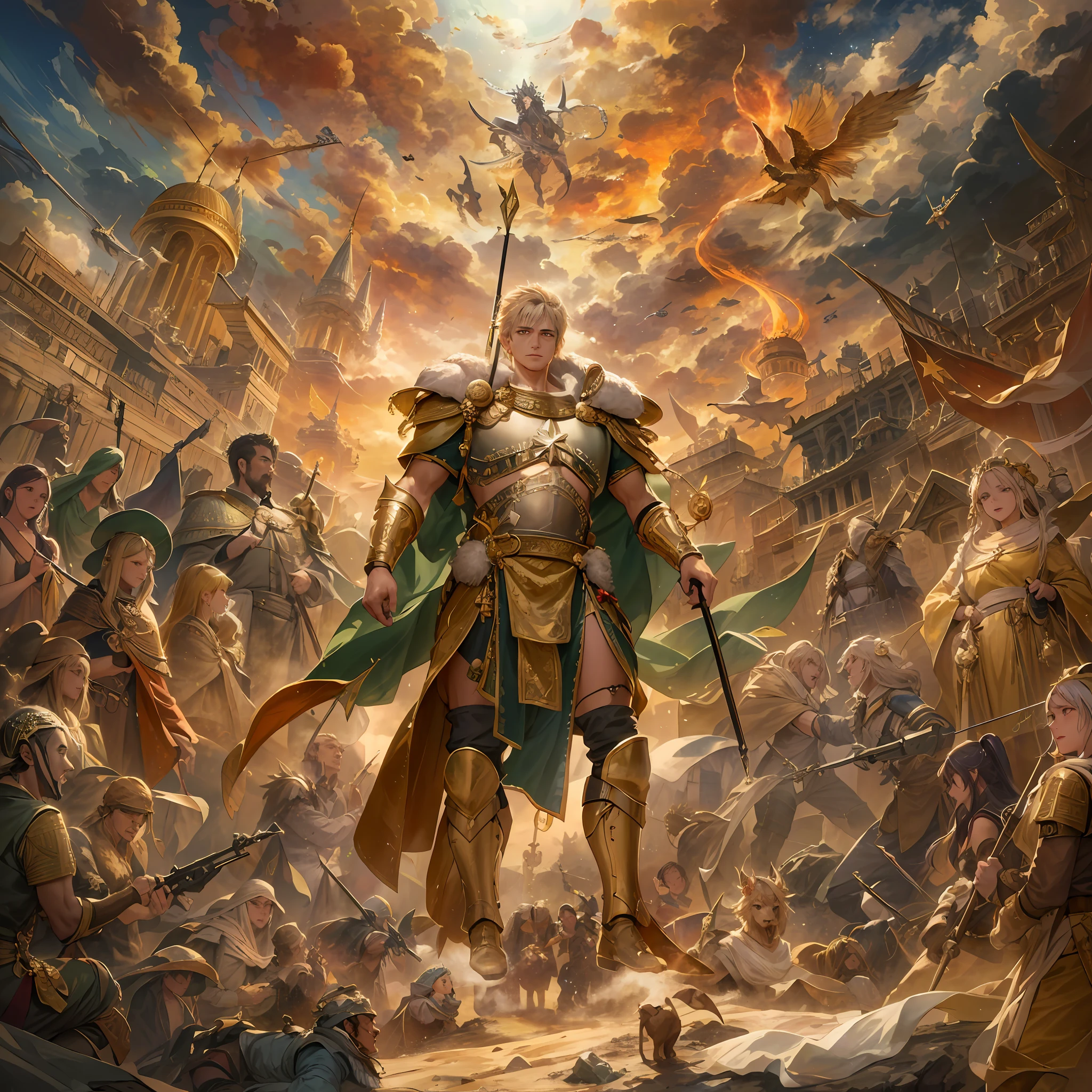 ((top-quality、High fineness、High resolution、masterpiece)))、(((Reincarnation of Constantine the Great)))、Like the Roman Empire of the Ancient Earth、The world view of the space great empire sweeping the galaxies against the backdrop of overwhelming military power, scientific power, material power、Imperial family, the reincarnation of Constantine the Great、Young Military Personnel、Descended on the head star of the oriental space empire Persia、Battle of the Stars、Wu Yong、Wisdom、effort、Study、friendship、victory、yearning、pure love、lovemaking、Pure love with a pretty local girl、throbbing、The sparkle of youth、grow、Growing talent、Efforts to Persist、Friendship with comrades in arms、trickery、Ambitions for grandiose domination、great adventure、Rest between battles、Lion-like eyes、Bright piercing eyes、Smiling mouth、Dangerous attraction、Strong mind and body、strong con、fullness、Military affairs、thick neck、broad shoulder、Vast hot sand desert、Fierce pitched battles、Iridescent evening sky、Fantastical、Hair that flutters in the wind、Romantic、Dramatic、lyrical、heartful、Excite、excitedly、pounding、Anxiety、nostalgia、sentimental、Longing for the future、passion、chill out、