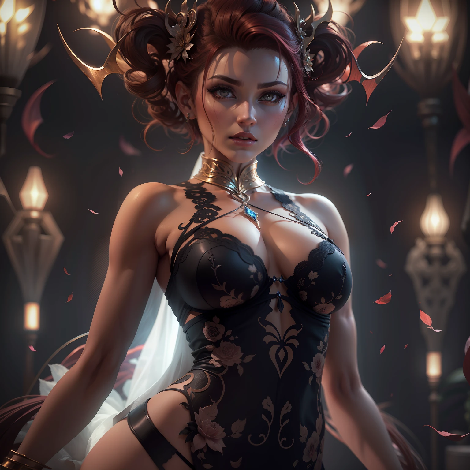 succubus, mulher ruiva com cabelos ruivos, (((cabelo curto))), (((short Hair))), espartilho preto, luzes brilhantes, bela arte digital, fantasy gorgeous lighting, linda arte digital, stunning digital illustration, arte de fantasia digital), 3 d render arte de personagem 8 k, an impressive ethereal young figure, sensual, lingerie sensual, 4k arte digital altamente detalhada, Ethereal Fantasy, arte digital muito bonita, arte digital bonita, arte digital fantasia, arte digital fantasia, arte de fantasia digital