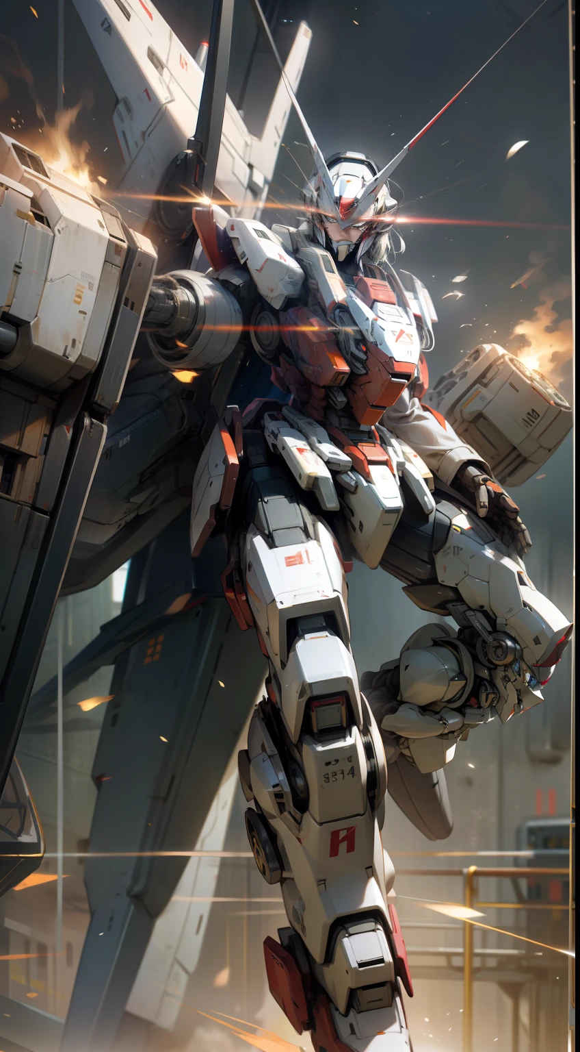 Surrealism, Ray Tracing, Photorealistic, UHD, High Detail, 32k, Best Quality, Textured Skin, Gundam Mecha, Flight, Funnel, Mecha Ship, Masterpiece, Best Quality, Mecha, Unmanned, (Full Body), (Black Mecha: 1.8), (Axisymmetric: 1.4), (HDR), (Movie Light: 1.1), White Eyes, Cool, Science Fiction, Fire, Universe, oversized shield, mecha man overlooking the background of the earth, with laser cannon beams, wars, conflicts, weapons in hand (has a huge weapon: 1.5),
