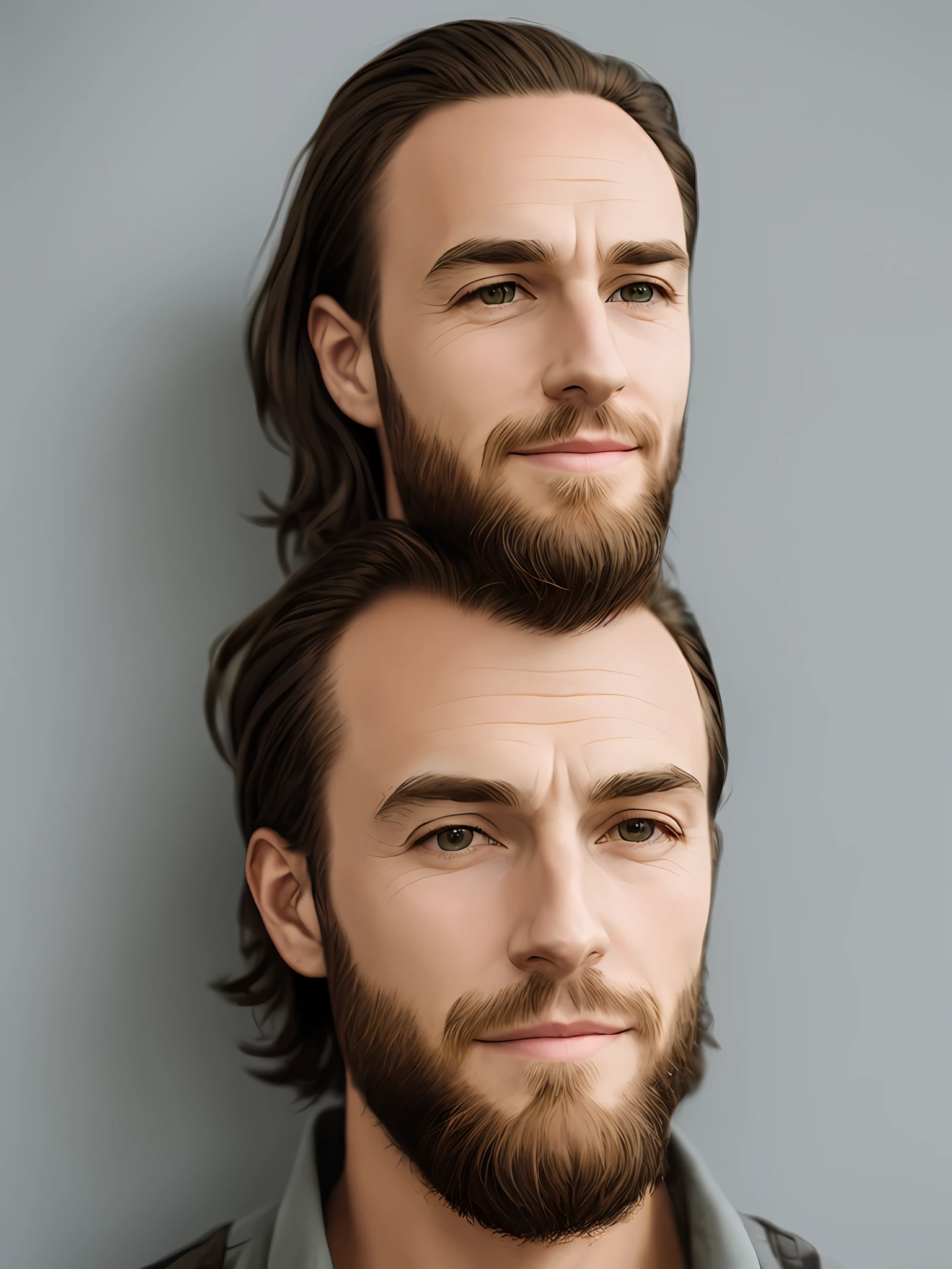 Beard,bule,Americans,squinty eyes,hanging eye corner,professor,Plaster cast,big forehead