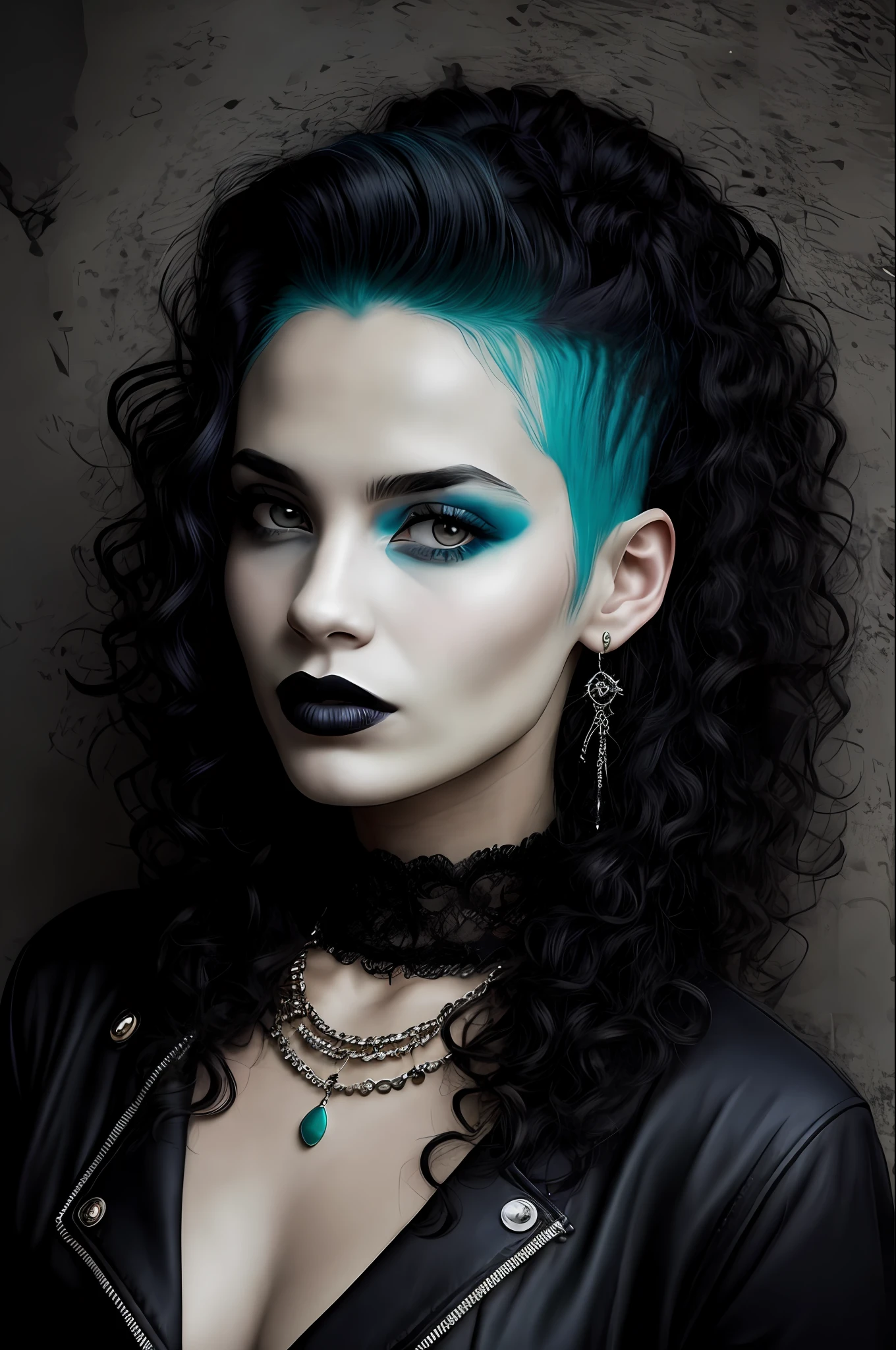 Mulher negra,gotica,roupa vitoriana,cabelo azul,cabelo punk