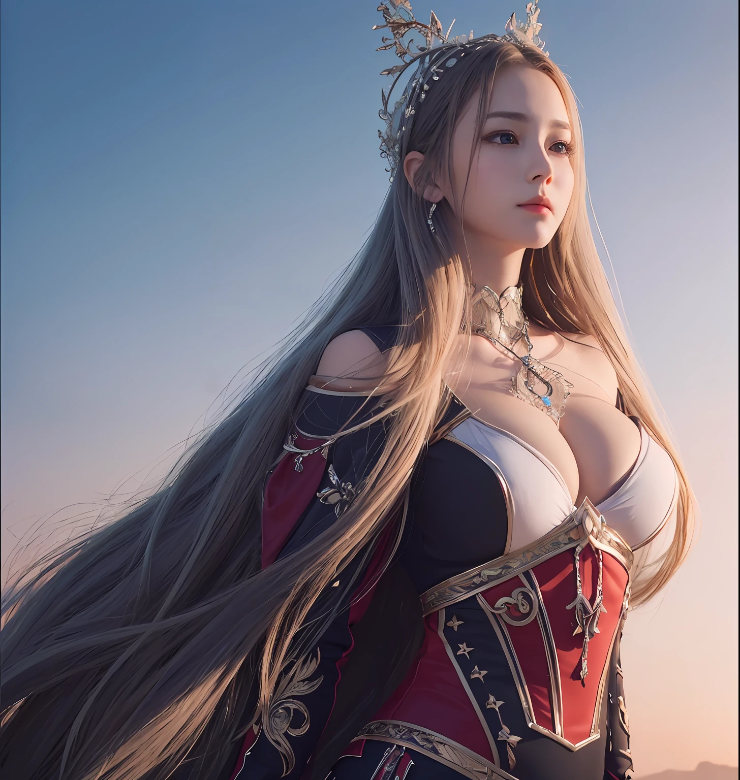 (masterpiece, best quality, extremely detailed 8k, ultra hd, ultra-detailed, highly detailed, highly realistic, ultra-realistic, photo realistic), (1girl:1.5), (detailed realistic skin), (realistic big breasts), slender abs, (closed mouth:1.5),