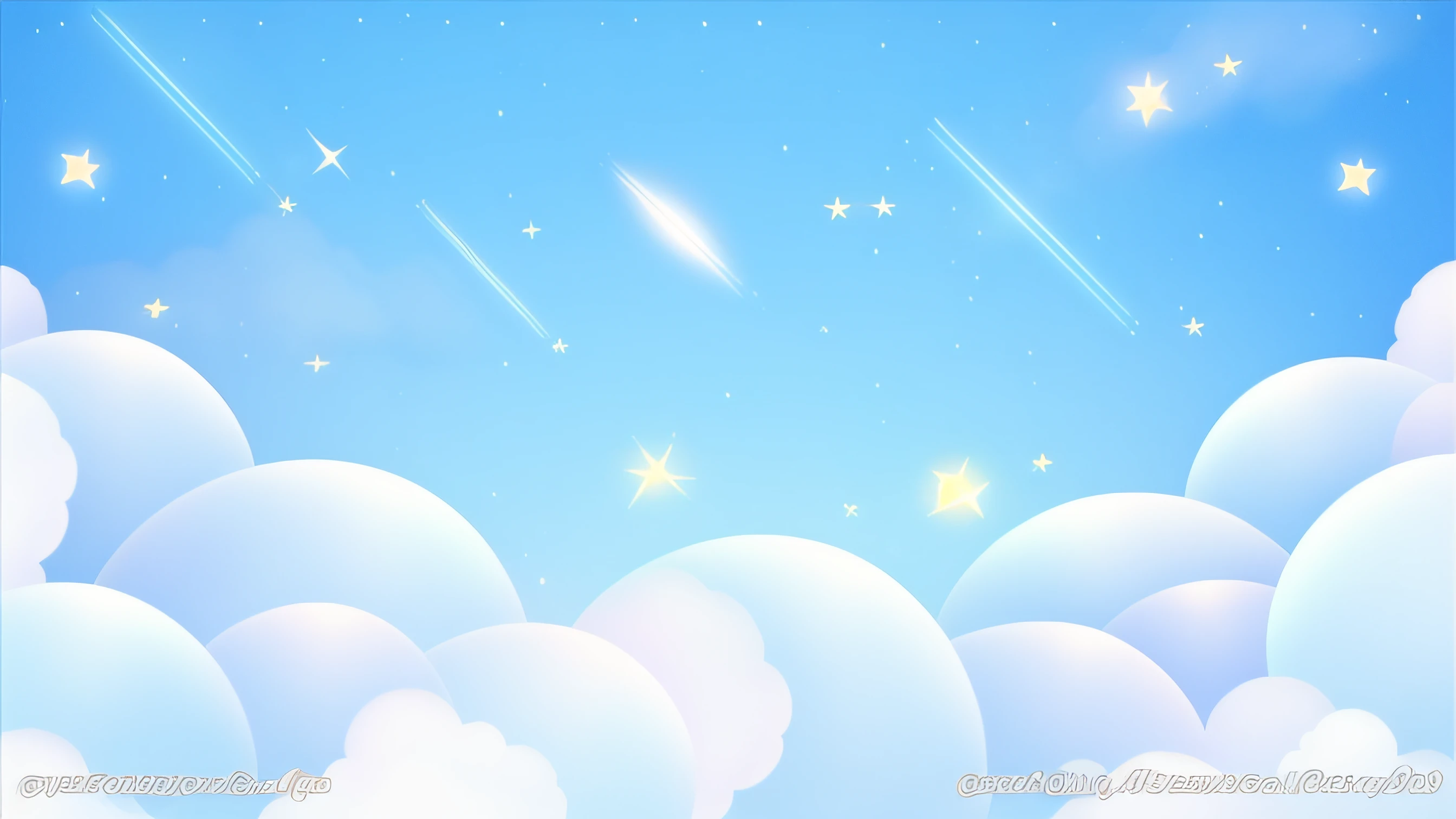 There is a cartoon picture of a sky with stars and clouds, fantasy puffy sky, luminous sky heaven background, celestial background, sky theme in background, Star(sky) Starry_sky, bubbly scenery, background heavenly sky, space sky, sky, Pearly sky, dreamy sky, Starry sky!!, Cool background, paradise background, Sky background, astral background