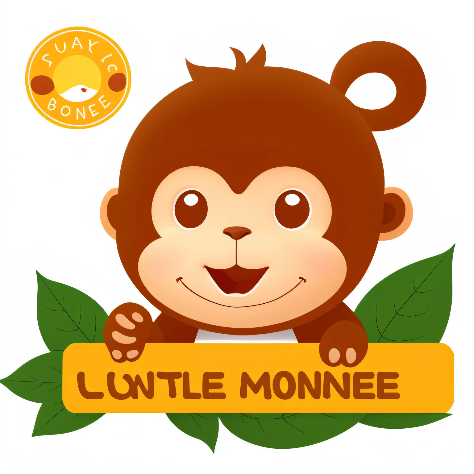 Little monkey, Monkey, Created in Adobe Illustrator, offcial art, Official artwork, kiddy big breasts, monkey limbs, with small nose, lite smile, central image, lumnious, cute forest creature