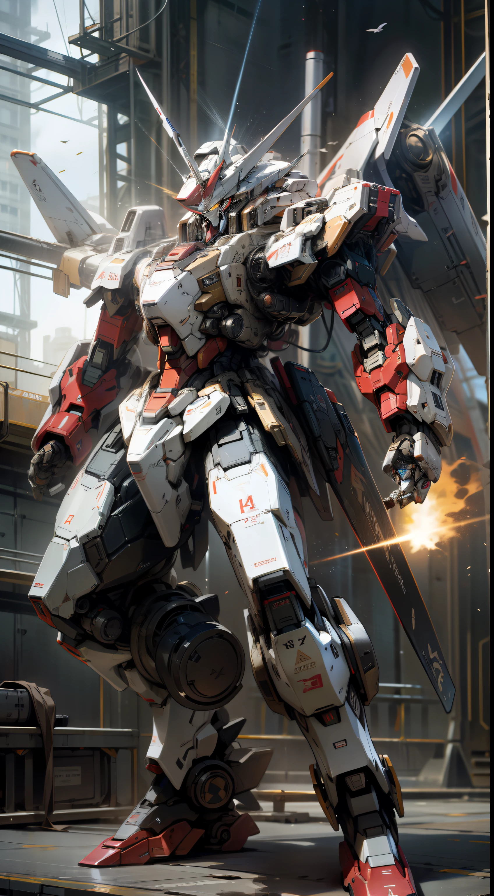 Surrealism, Ray Tracing, Photorealistic, UHD, High Detail, 32k, Best Quality, Textured Skin, Gundam Mecha, Flight, Funnel, Mecha Ship, Masterpiece, Best Quality, Mecha, Unmanned, (Full Body), (Black Mecha: 1.8), (Axisymmetric: 1.4), (HDR), (Movie Light: 1.1), White Eyes, Cool, Science Fiction, Fire, Universe, oversized shield, mecha man overlooking the background of the earth, with laser cannon beams, wars, conflicts, weapons in hand (has a huge weapon: 1.5),