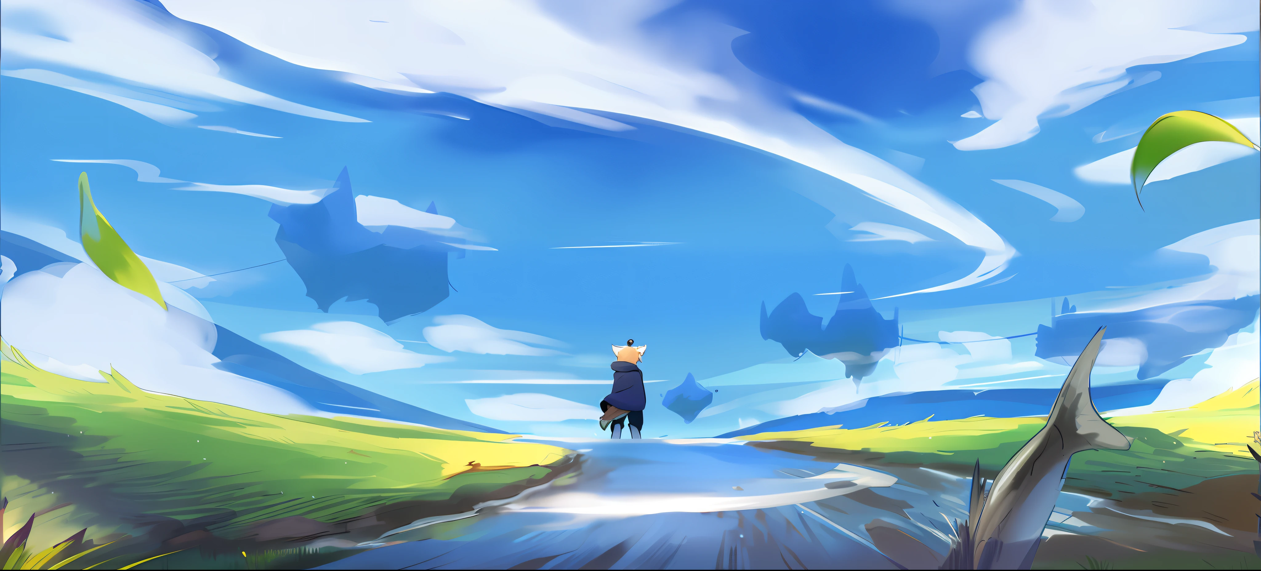Anime - Style drawing of a man riding a horse in a field, Anime landscape, anime countryside landscape, drawn in anime painter studio, Anime background art, anime landscape wallpapers, Game art!!, arte de fundo, made with anime painter studio, anime backgrounds, distant village background, amazing wallpapers, high quality desktop wallpaper, speedpaint, In the distance, Anime landscape concept art