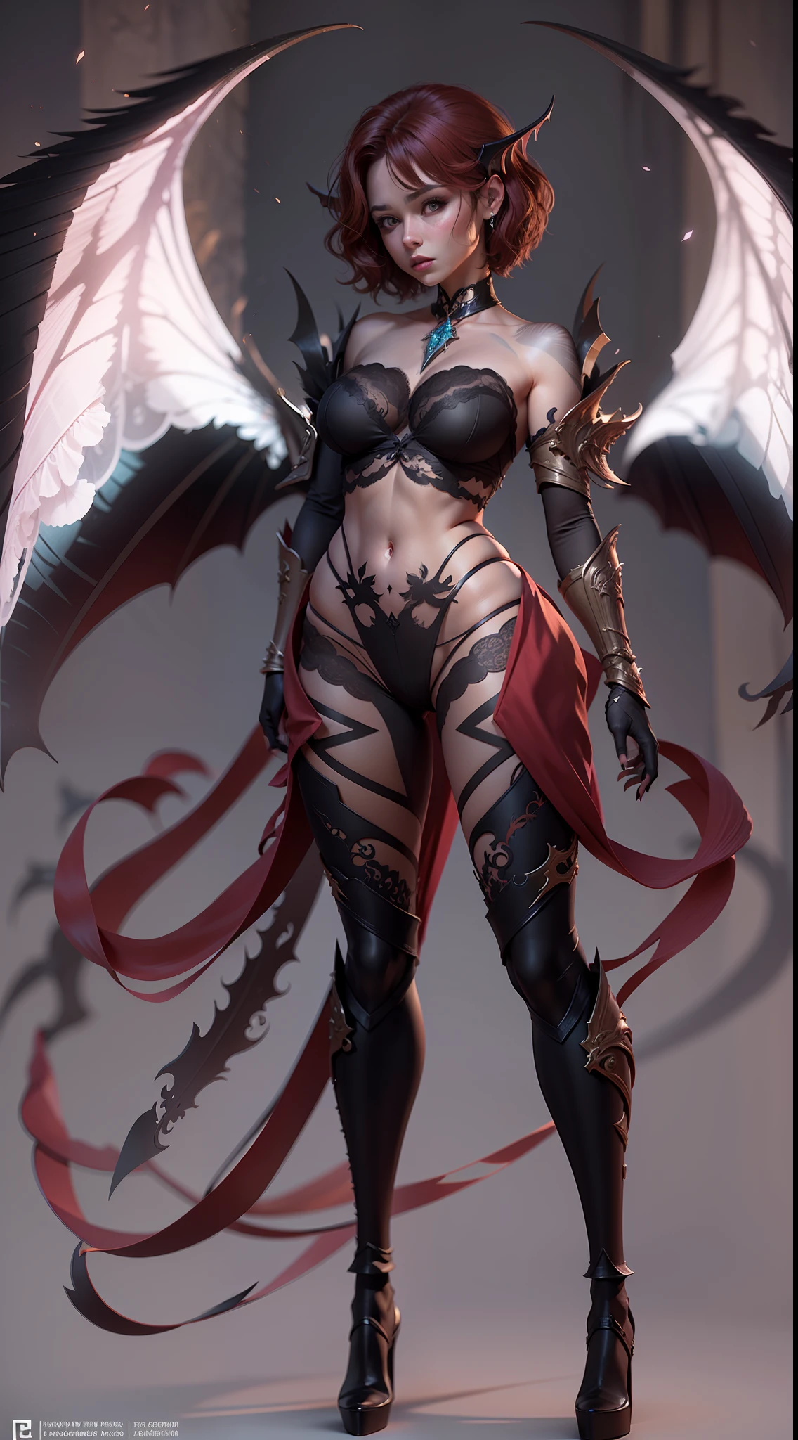 succubus, mulher ruiva com cabelos ruivos, (((cabelo curto))), (((short Hair))), espartilho preto, luzes brilhantes, bela arte digital, castlevania, asas grandes de morcego, asas de morcego, asas grandes, fantasy gorgeous lighting, linda arte digital, stunning digital illustration, arte de fantasia digital), 3 d render arte de personagem 8 k, an impressive ethereal young figure, sensual, lingerie sensual, 4k arte digital altamente detalhada, Ethereal Fantasy, arte digital muito bonita, arte digital bonita, arte digital fantasia, arte digital fantasia, arte de fantasia digital