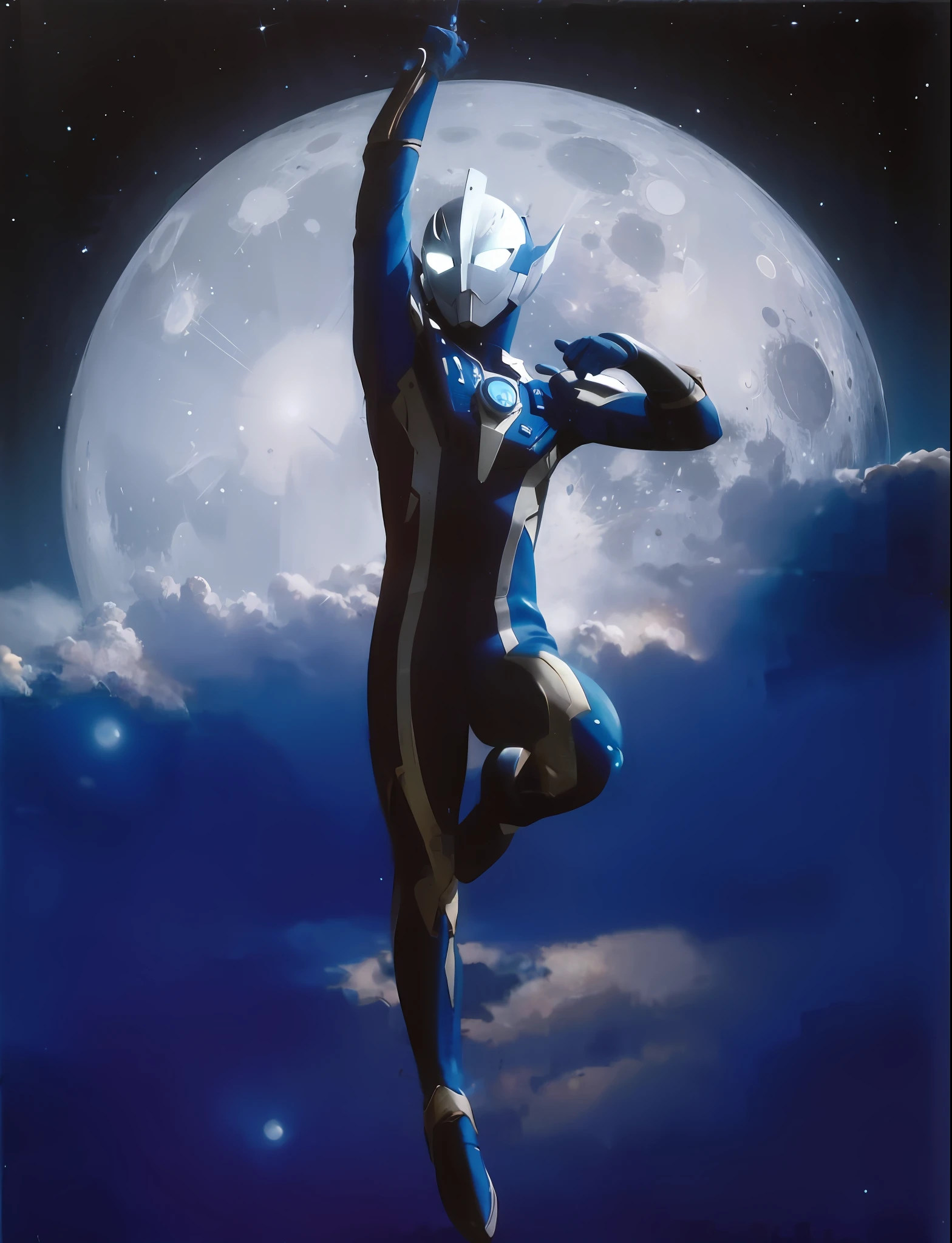 Masterpiece HD quality Ultraman moon background