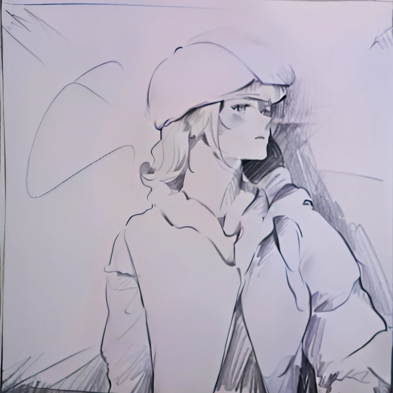 Woman in cap, thick line drawing, thick outline, thick outline, outlined art, contour drawing, thick line art, continuous line drawing, thin line art, outlines, single line drawing, Simple drawing, Outline sketch, one - line drawing, single line drawing, outline art, Simple line art