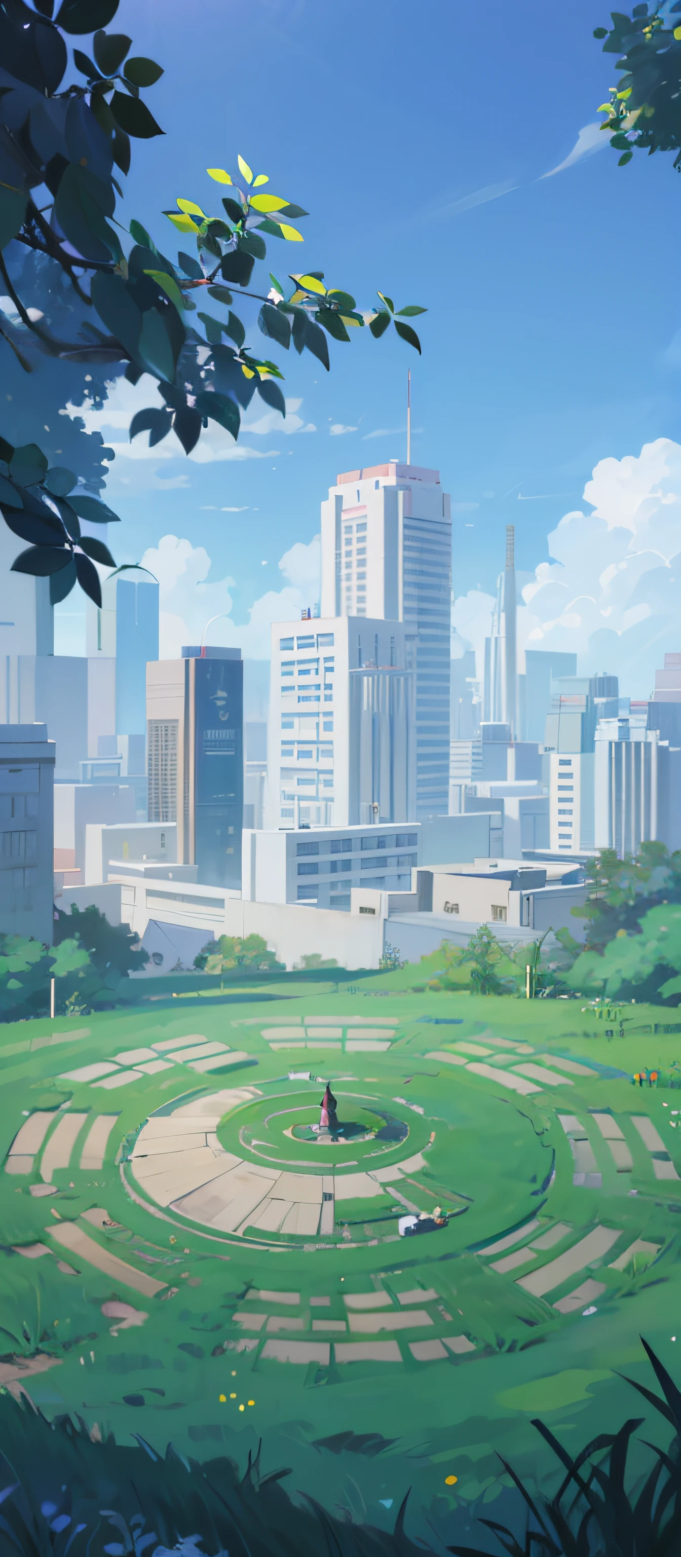absurderes，A high resolution，ultra - detailed，hdr），tmasterpiece，best qualtiy，On the ground, there is a Tai Chi Bagua Array composed of grass and dirt，National style artistic conception brushstrokes