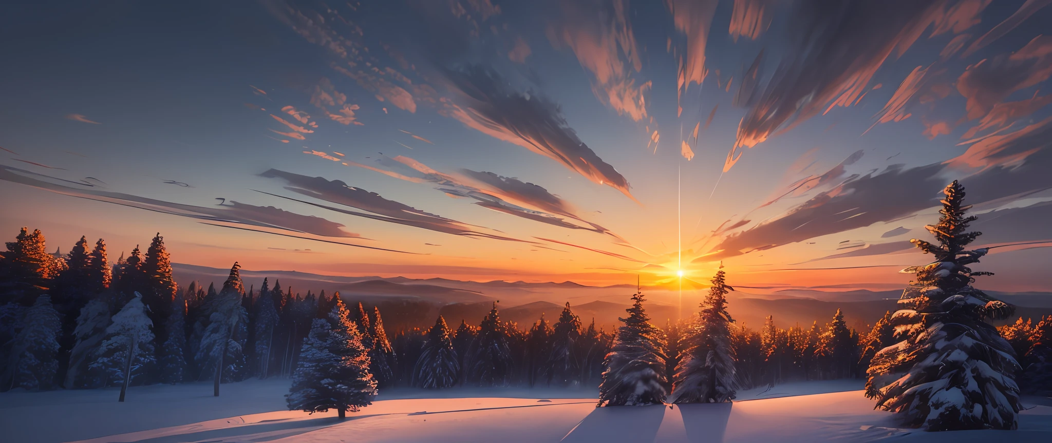 (masterpiece, best quality:1.2), ultra detailed, cinematic lighting, HDR, ilustration,  sunrise, forest, impressive, chill, inspirational,