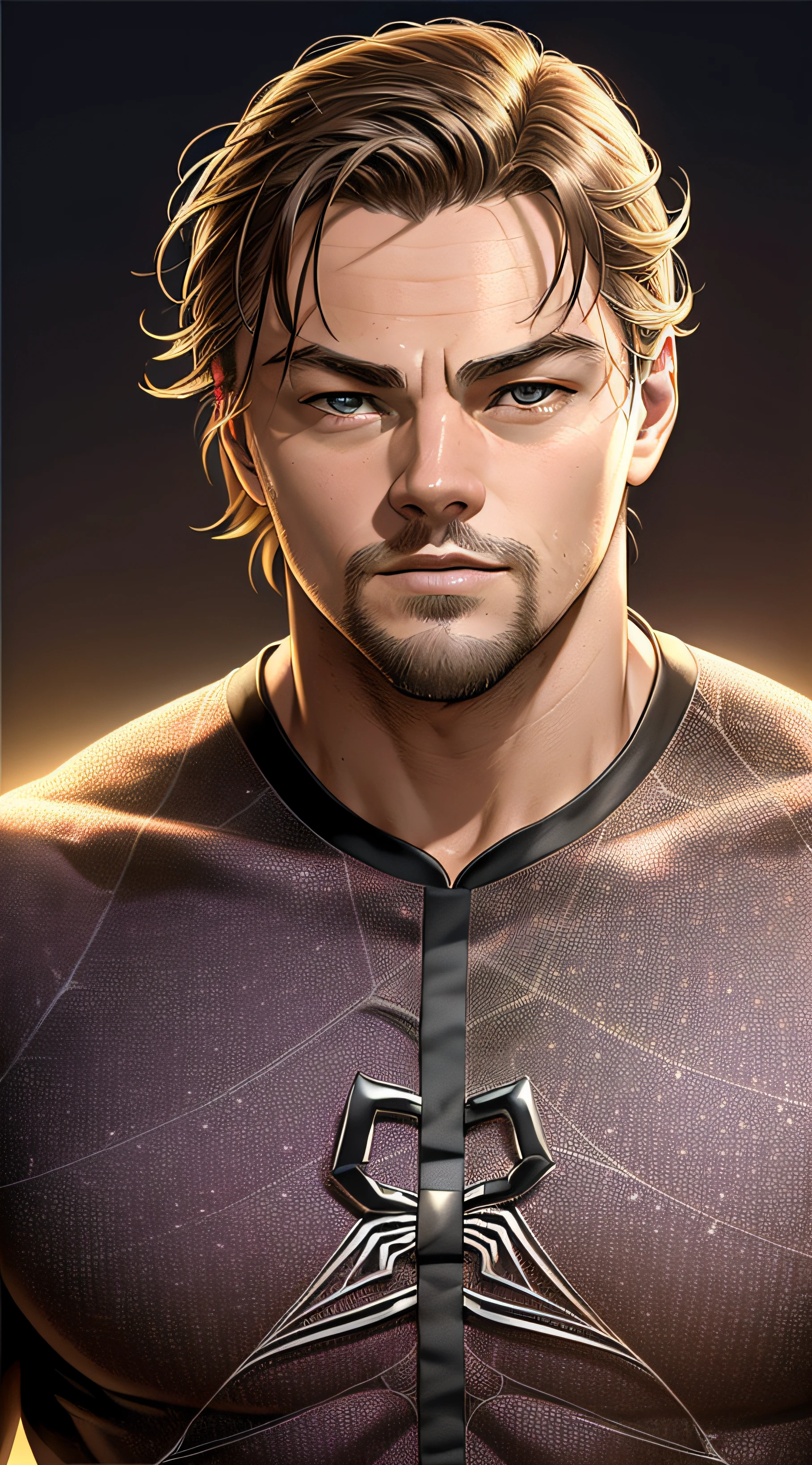 (Arte digital premiada: 1.3) por (esquete: 1.3),(Energetic:1.3), Leonardo DiCaprio placeholder image,CGSetnation,art-station,(saturado:1.3),(Close portrait:1.3),(macho:1.4),(Handsome:1.4 ), (atraente: 1.3), Handsome, Calendar pose, olhos perfeitamente detalhados, studio lighting, Spider web themed background --auto