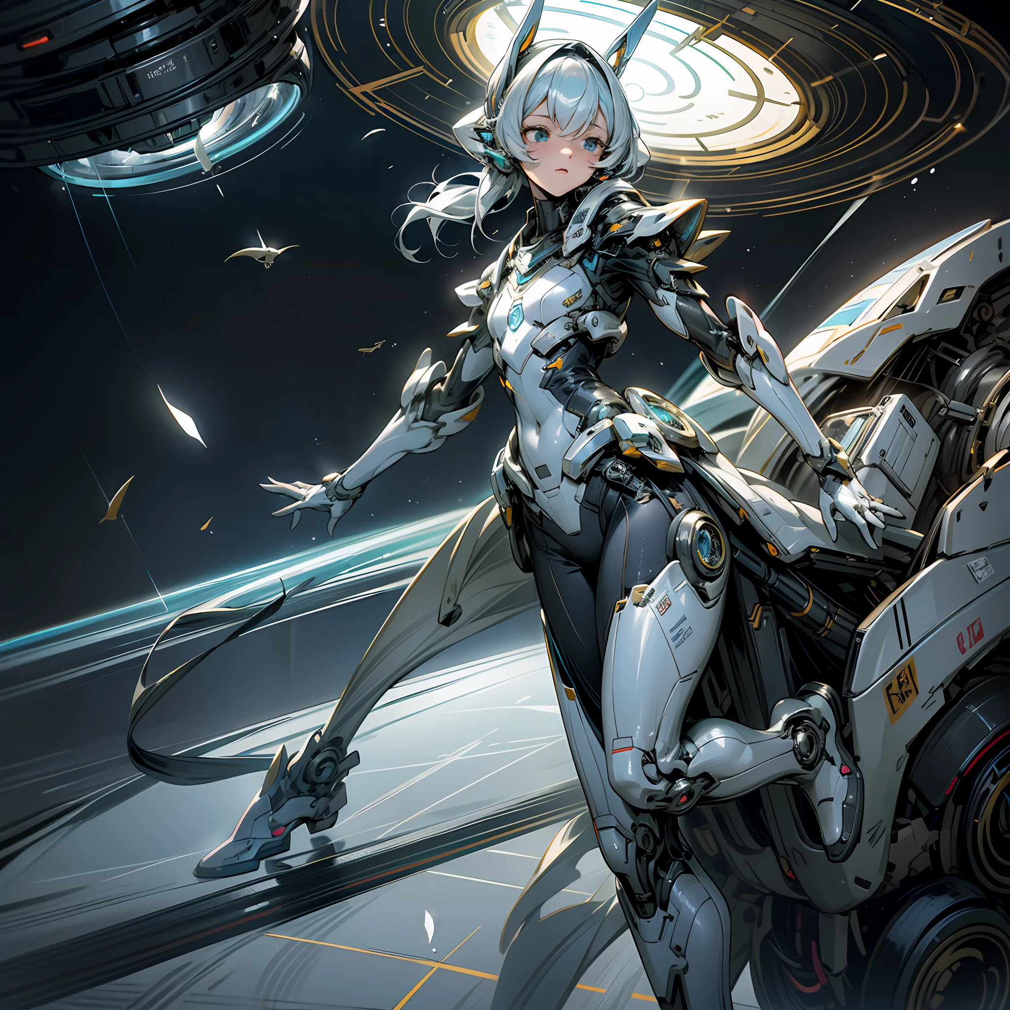 Alienigena wears an advanced technological suit that adapts to her body and allows for agile and comfortable movements. The suit has a holographic interface that gives you access to information about the environment, translation of alien languages and the ability to communicate with your mothership in Zyphoria. Ademais, She has small levitation devices on her feet, que lhe permitem flutuar e se mover com facilidade em diferentes tipos de terreno. --auto