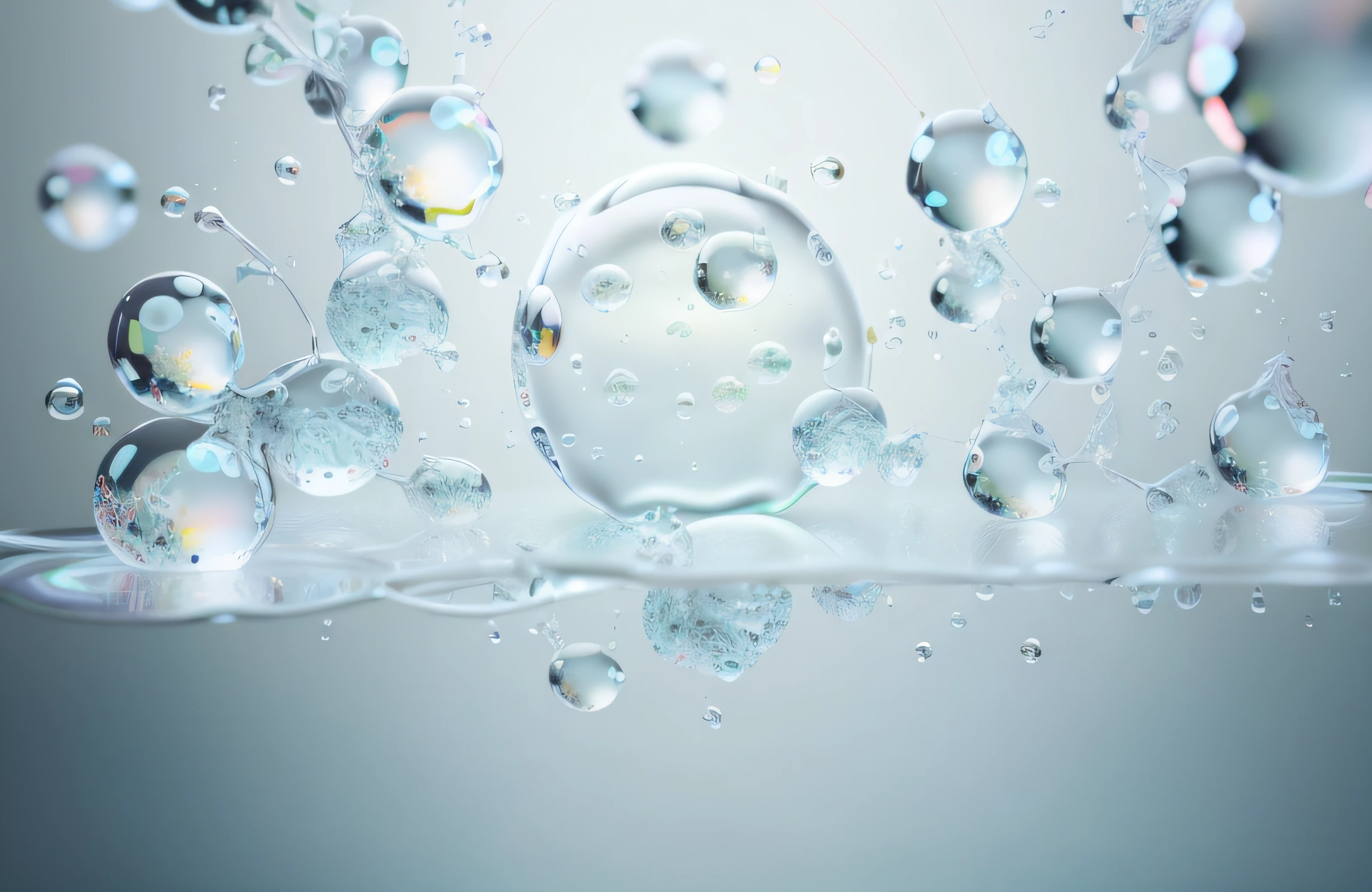 Authentic texture,White bubbles with water droplets in a glass bowl, Glass art style, Dynamic energy flow, Ambient occlusion
Glowing balls, White background, Organic form pastel shades, Tinkercore --AR 3:4 --q 5 --s 1000 --iw 2style raw