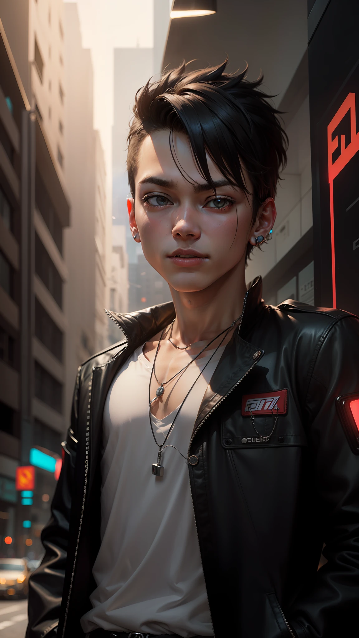 change background cyberpunk reatistic nice hair boy nice chain