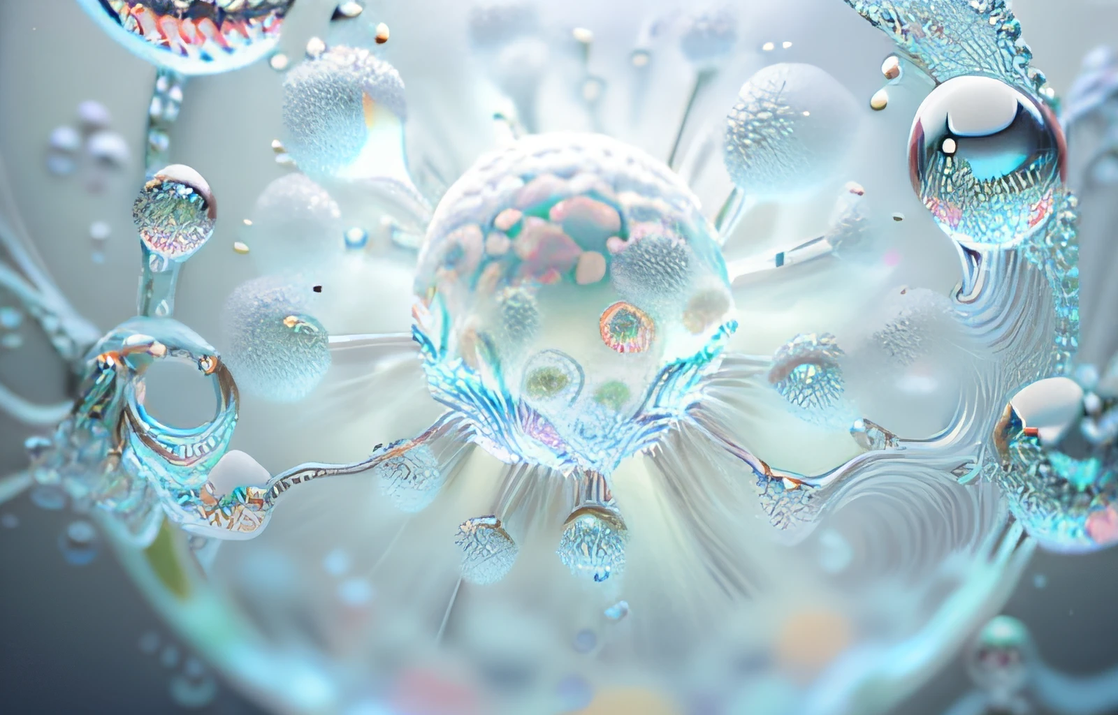 Authentic texture,White bubbles with water droplets in a glass bowl, Glass art style, Dynamic energy flow, Ambient occlusion
Glowing balls, White background, Organic form pastel shades, Tinkercore --AR 3:4 --q 5 --s 1000 --iw 2style raw