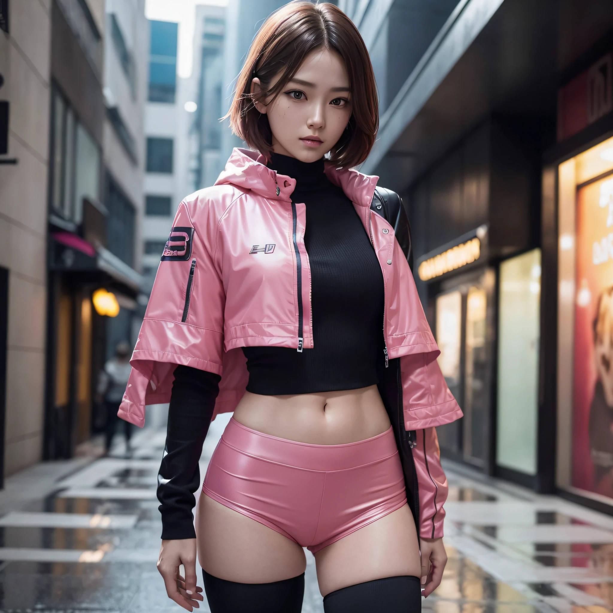 Printad Pink Cyberpunk Women's Gamer Clothing Skirt((beste-Qualit, 10, masterpiece: 1.3)), Focus: 1.2, perfect body beauty: 1.4, Buttocks: 1.2, ((Layered Haircut, flat chest: 1.2)), (game roome, neon: 1.3), Scarf set: 1.1, Highly detailed faces and textures, Good eye..., 二重まぶた, Fair-skinned, long-haired, (Shut Up: 1.3), full entire body