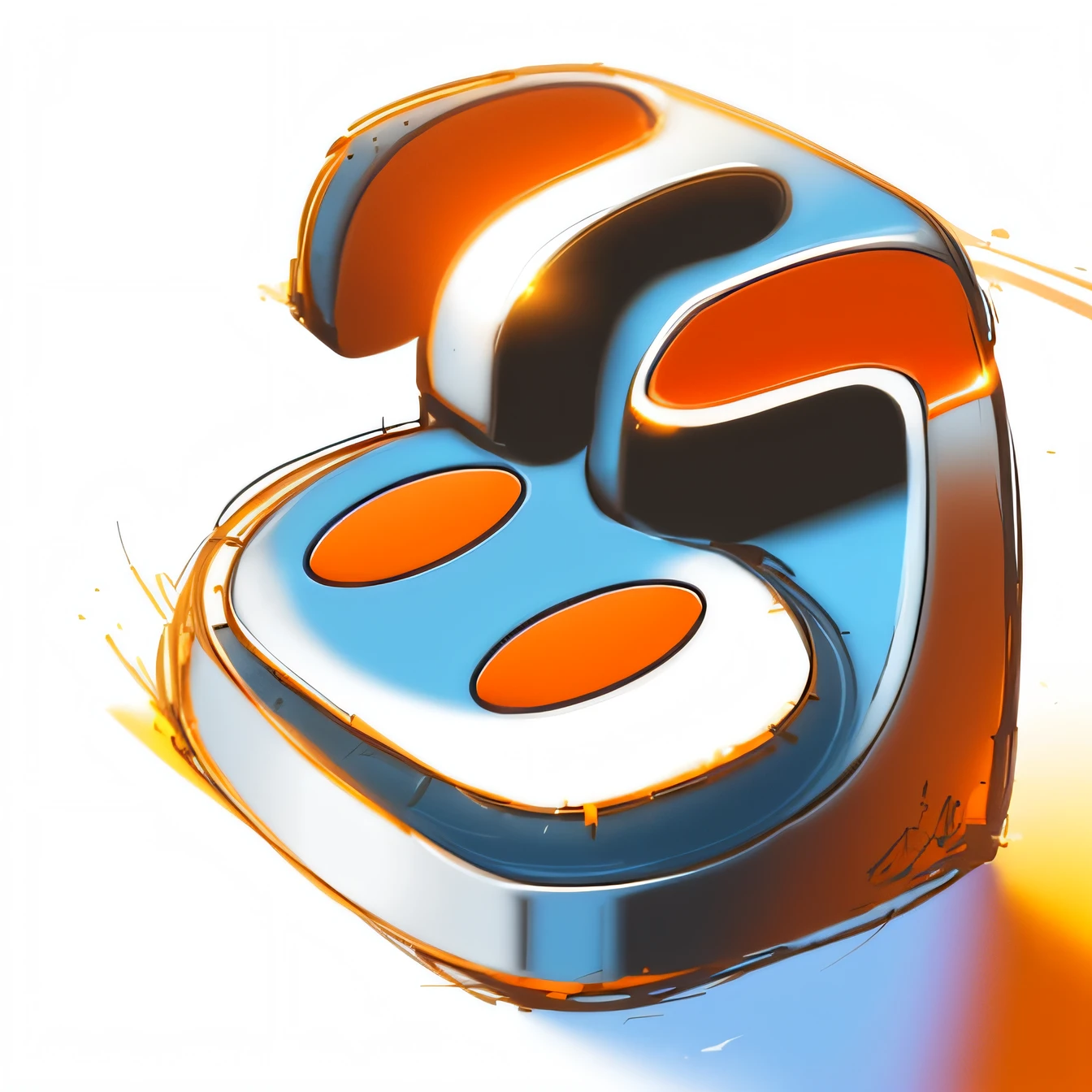 Drawing of a phone with a digital five design, inspired by Alexander Archipenko, orange metal ears, computer generated, cel shaded vector art, Digital drawing, digitally draw on wacom tablet, Concept illustration, took on ipad, proper shading, smooth shading, cel-shaded!!!, cel-shaded, soft image shading, Soft Shading, Orange body, arte renderizada