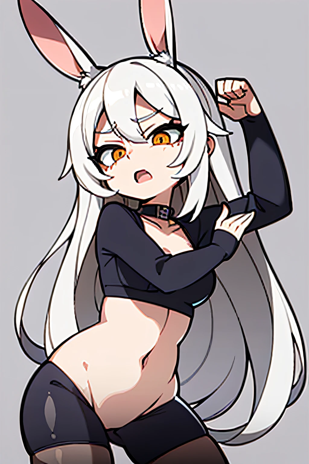 masterpiece, 1girl in, 独奏, gasping face、grayscales、monochromes、half tone、Manga、dynamicposes、bunnygirl、a blond、Twin-tailed、Embarrassing pose、white backgrounid、solidbackground、simple background、high detal、nffsw、