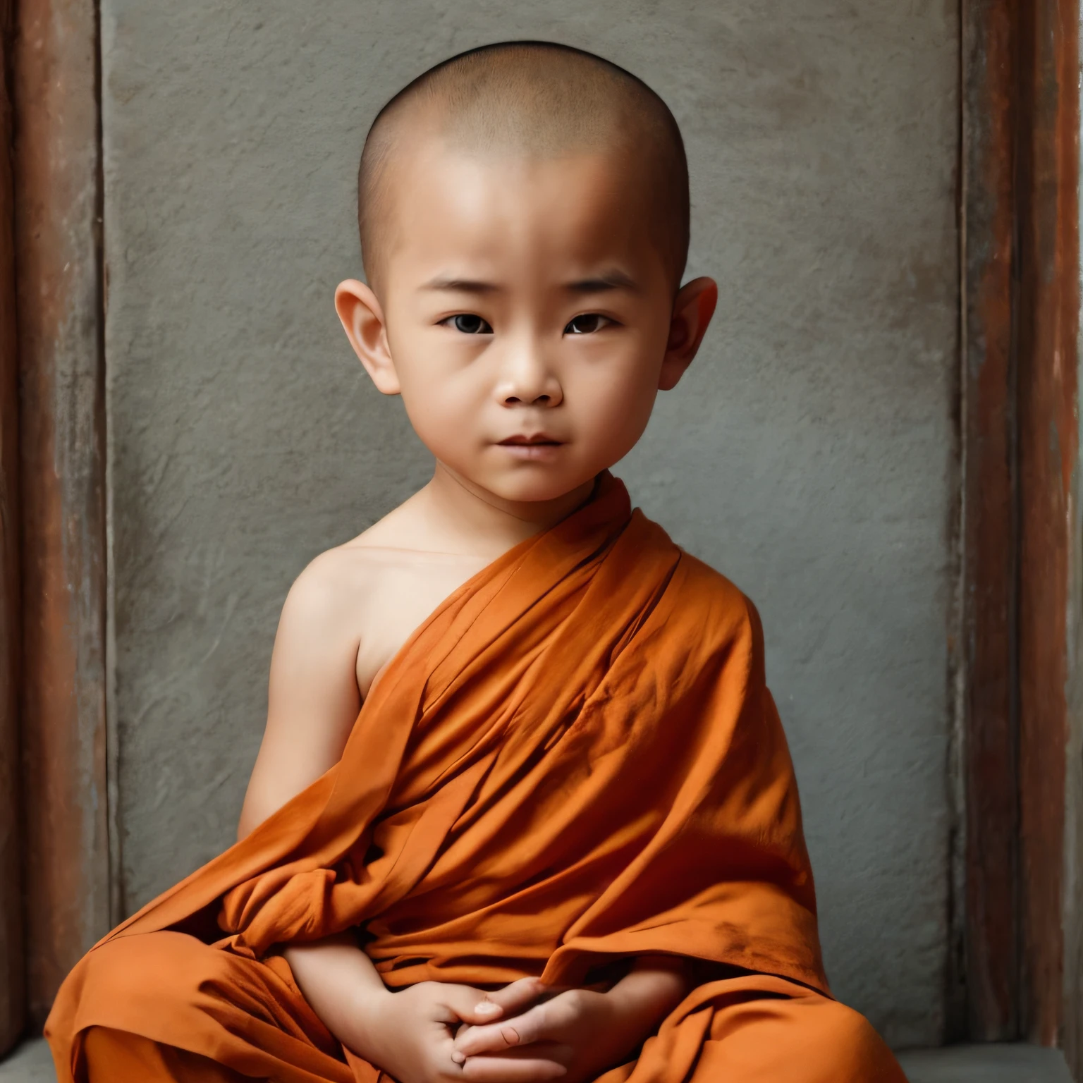 A small monk，Meditate，largeeyes，Innocent and cute expression --auto