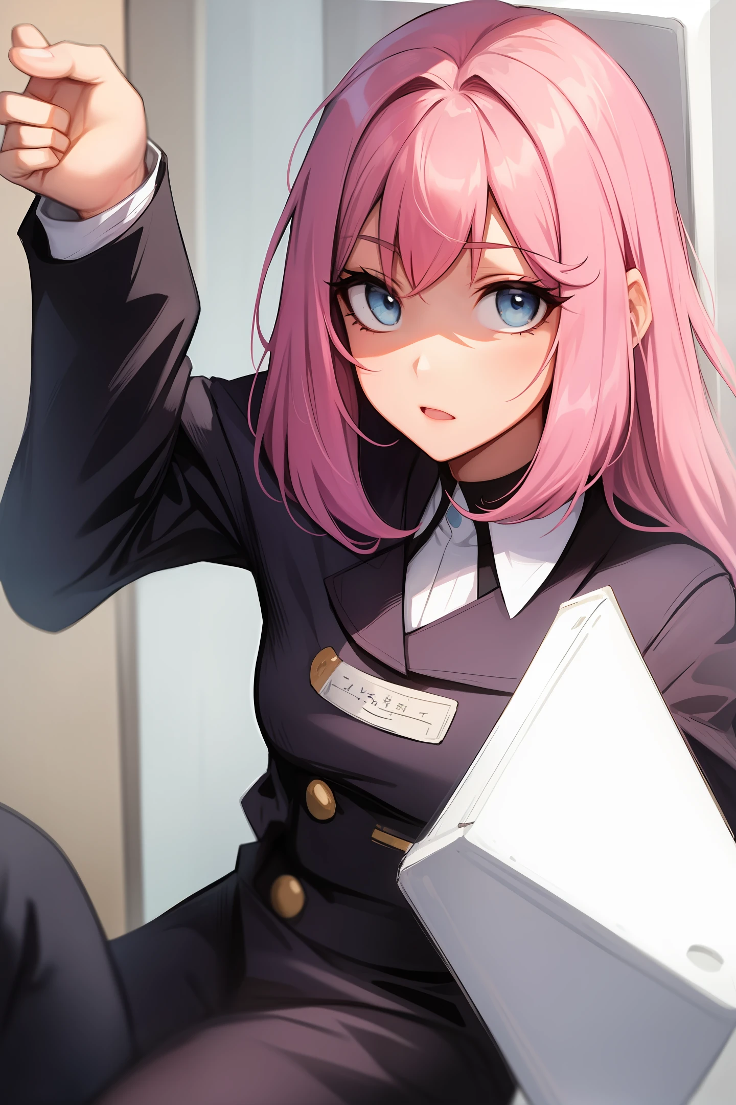 Pink hair,maidennurse,Gentle blue eyes, quadratic element, super detail