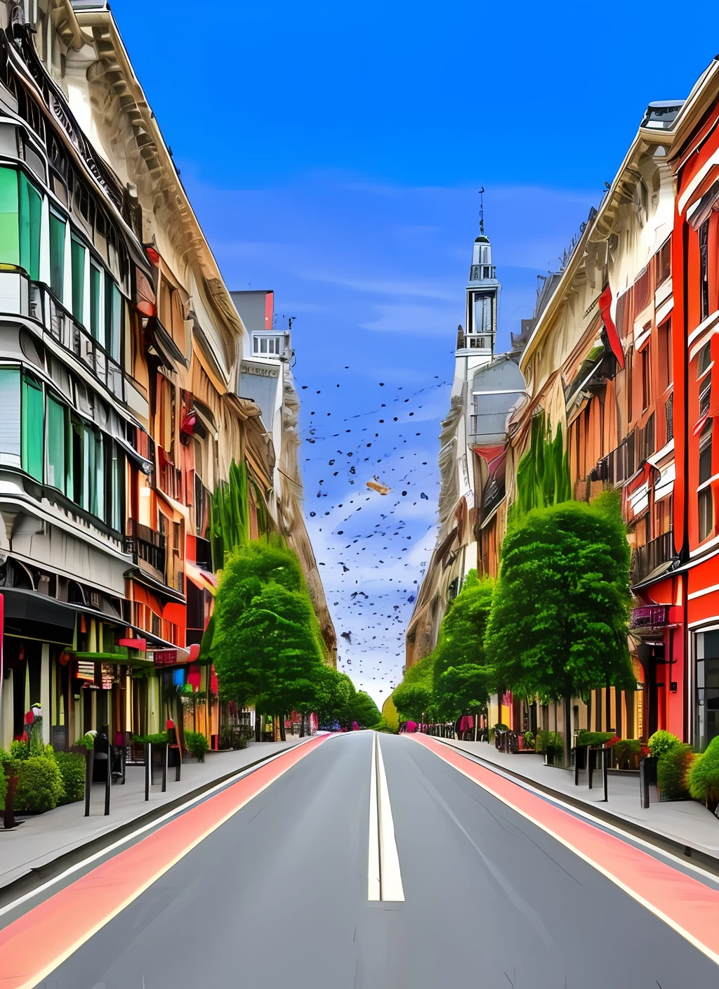 Generate a picture of a busy street
