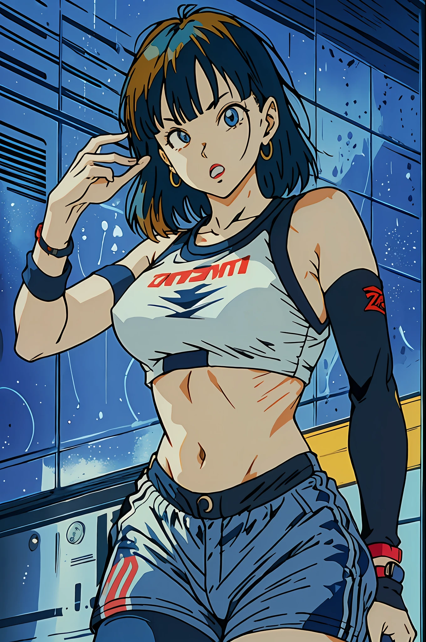 Bulma, muito sensual, com roupas de funkeira, brasileira, rio de janeiro, dancing funk, rebolando, bunda grande, pernas grossas, usando um short jeans extremamente curto, usando uma mini blusa, umbigo com pirsing, sneakers Nike, cabelo comprido, Speaker behind, corpo inteiro, muito realista, extremamente sexy, 8k, 8k extremamente detalhado), (um extremamente delicado e bonito), (obra-prima), (melhor qualidade: 1.0), (ultra highres:1.0)