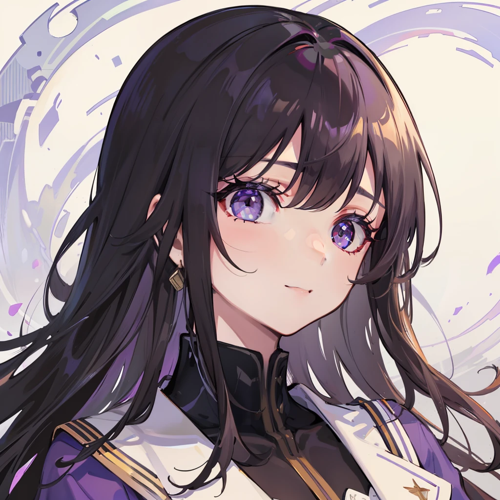 the original god,Raiden general,Gorgeous Hair in Long Purple,Purple general uniform,Purple eye