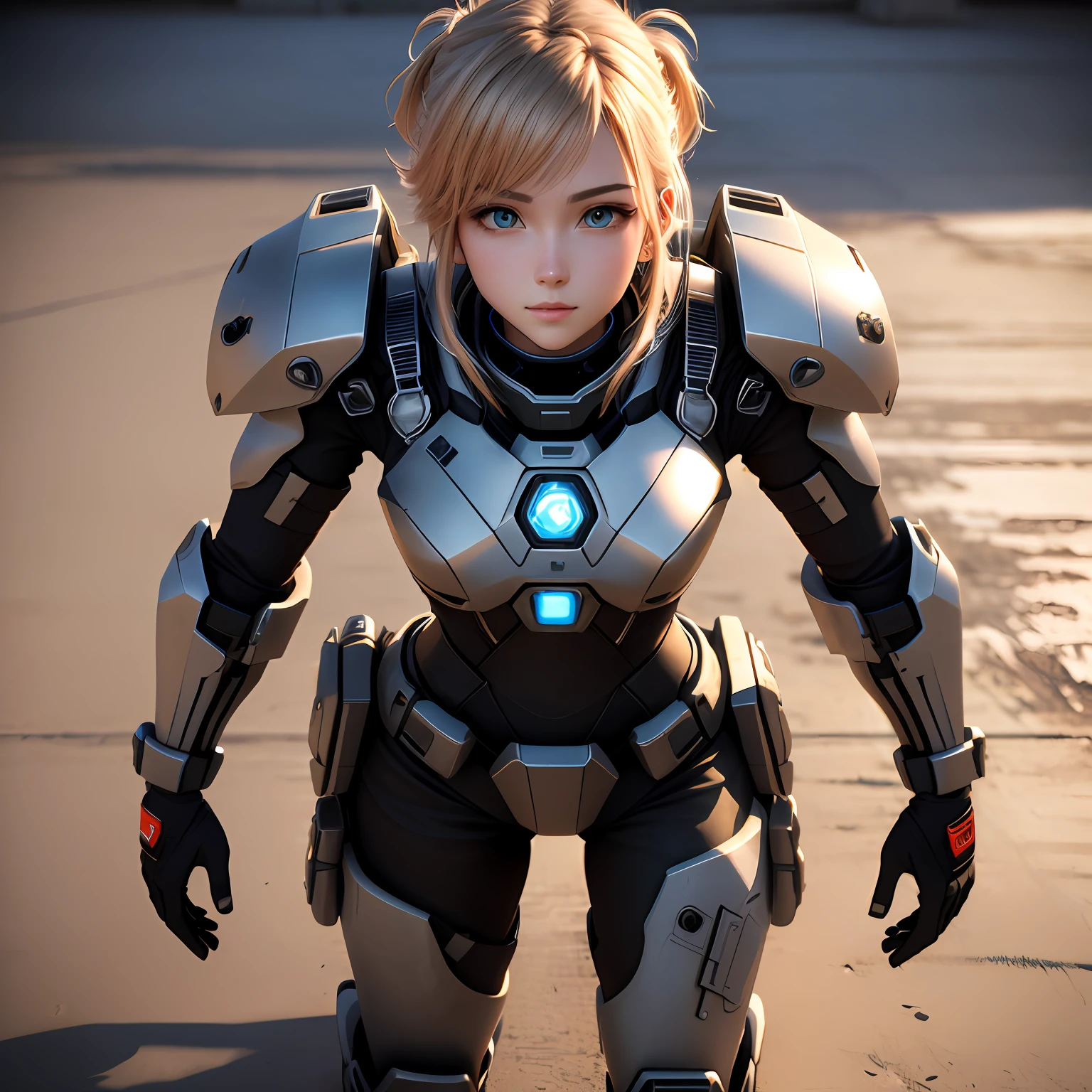 Combat suit shoujo 3D light and shadow