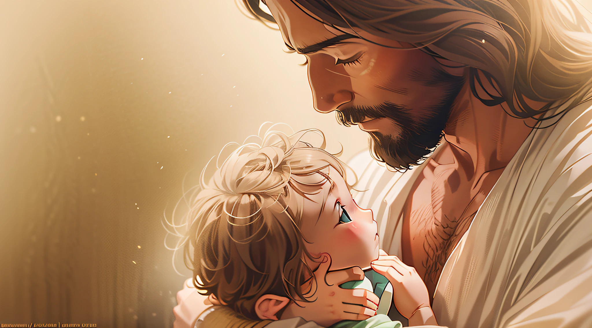 Jesus holding child in his lap