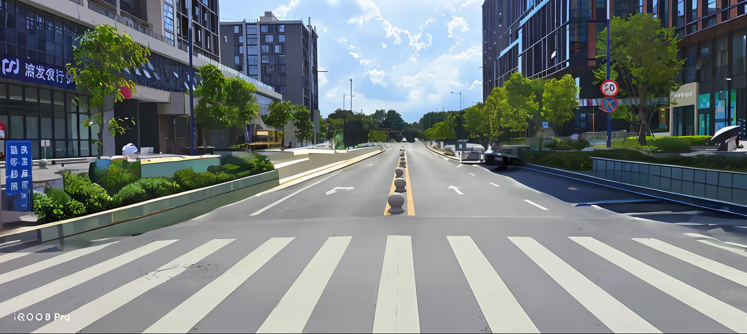 The ultimate masterpiece,(fidelity:1.2),streetview,a cement road,green belt,pedestrian walkway