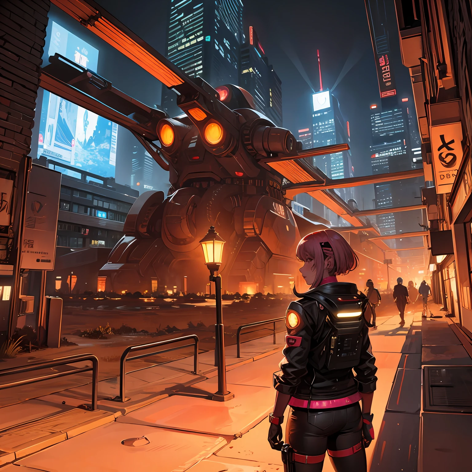 Detailed anime-style illustration of a cyberpunk city on Mars at night --auto