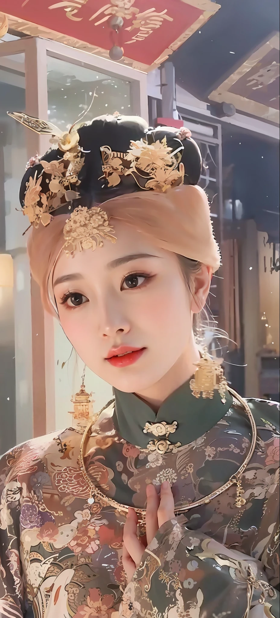 There is a woman dressed in traditional Chinese dress posing for a photo, Palace , A girl in Hanfu, China Princess, Chinese traditional, Inspired by Lan Ying, Princesa chinesa antiga, Chinese woman, chinese empress, Chinese style, inspired by Xie Huan, Traditional beauty, Inspired by Huang Ji, Inspired by Qiu Ying, inspired by Xu Xi